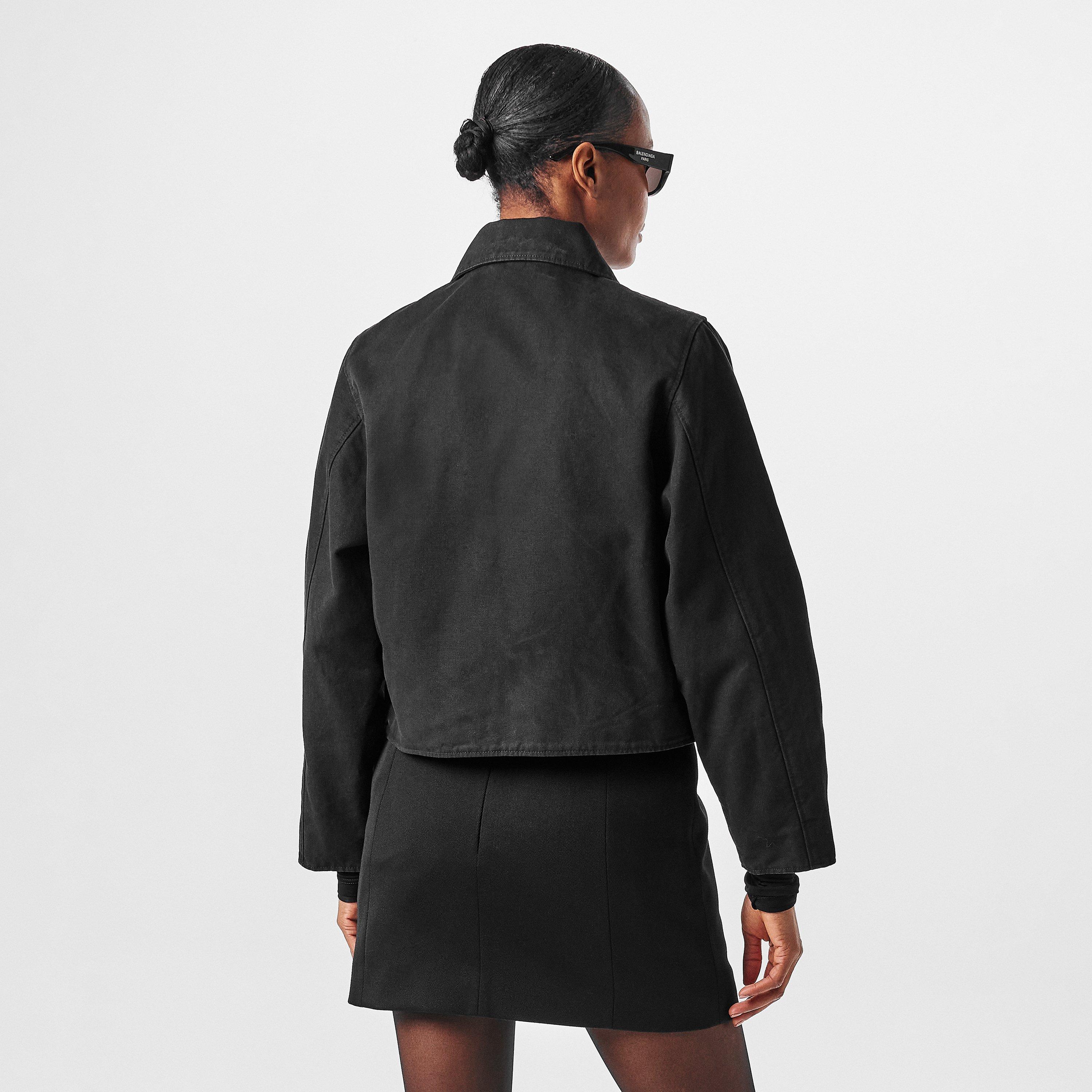 Black - Balenciaga - Women's Shrunk Parka Cotton Long Sleeve Coach Jacket - 4