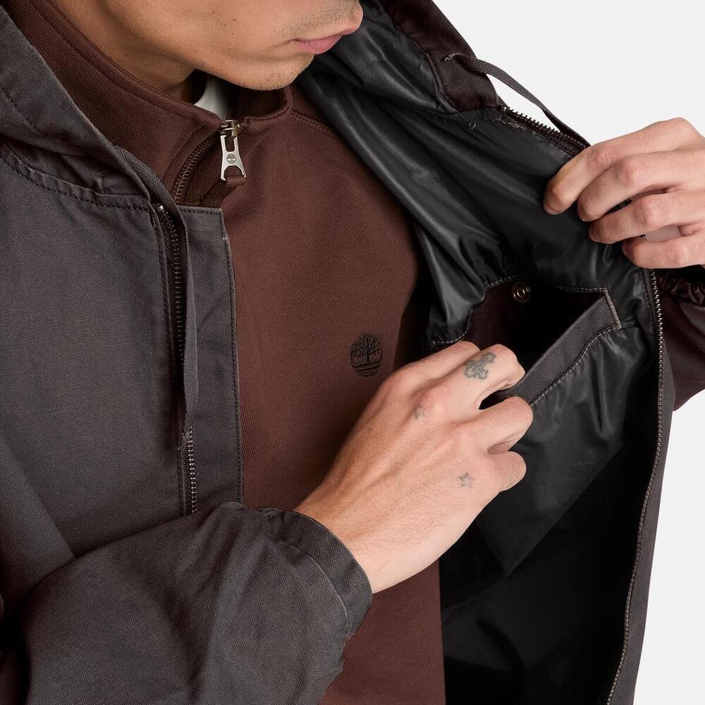 Vintage Black - Timberland - Men's Cotton Canvas Hooded Long-Sleeve Bomber Jacket - 2