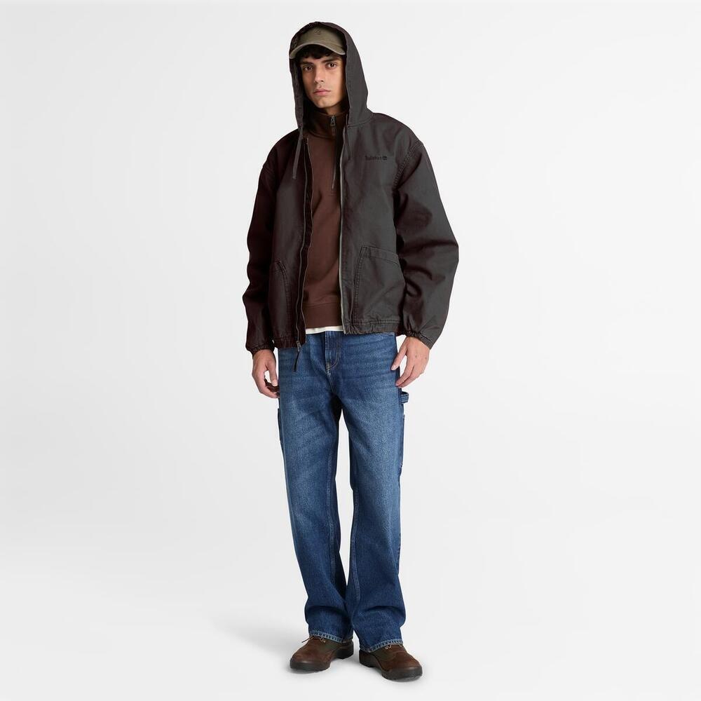 Vintage Black - Timberland - Men's Cotton Canvas Hooded Long-Sleeve Bomber Jacket - 4