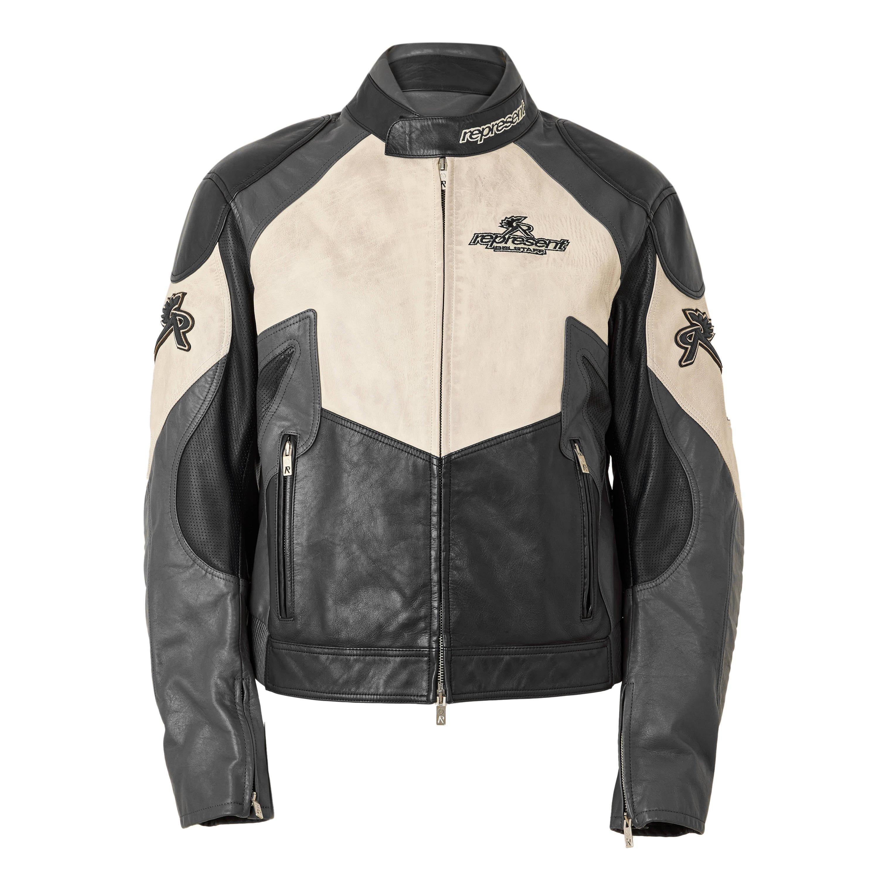 Black/White - Represent X Belstaff - Men's Leather Jacket - 1