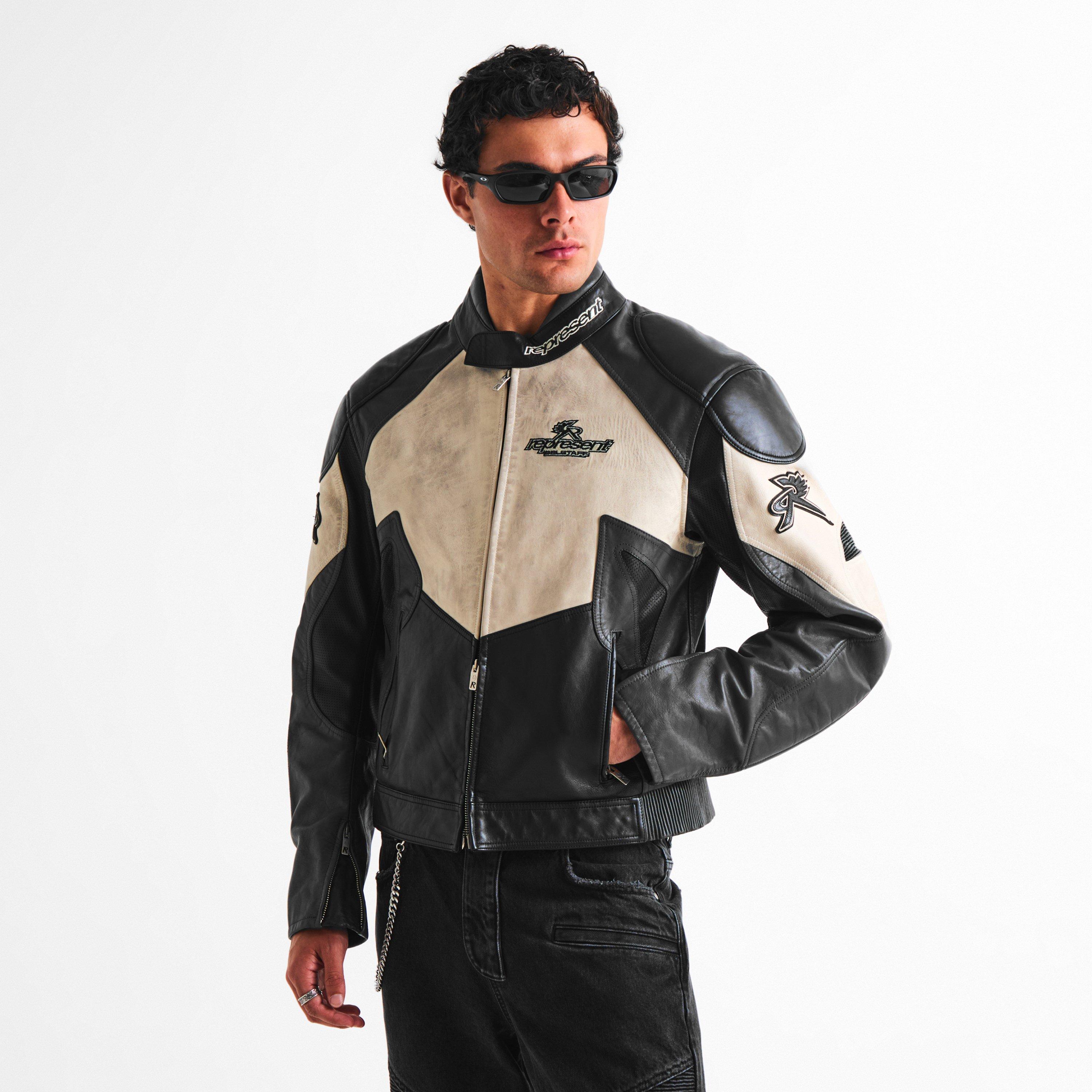 Black/White - Represent X Belstaff - Men's Leather Jacket - 4