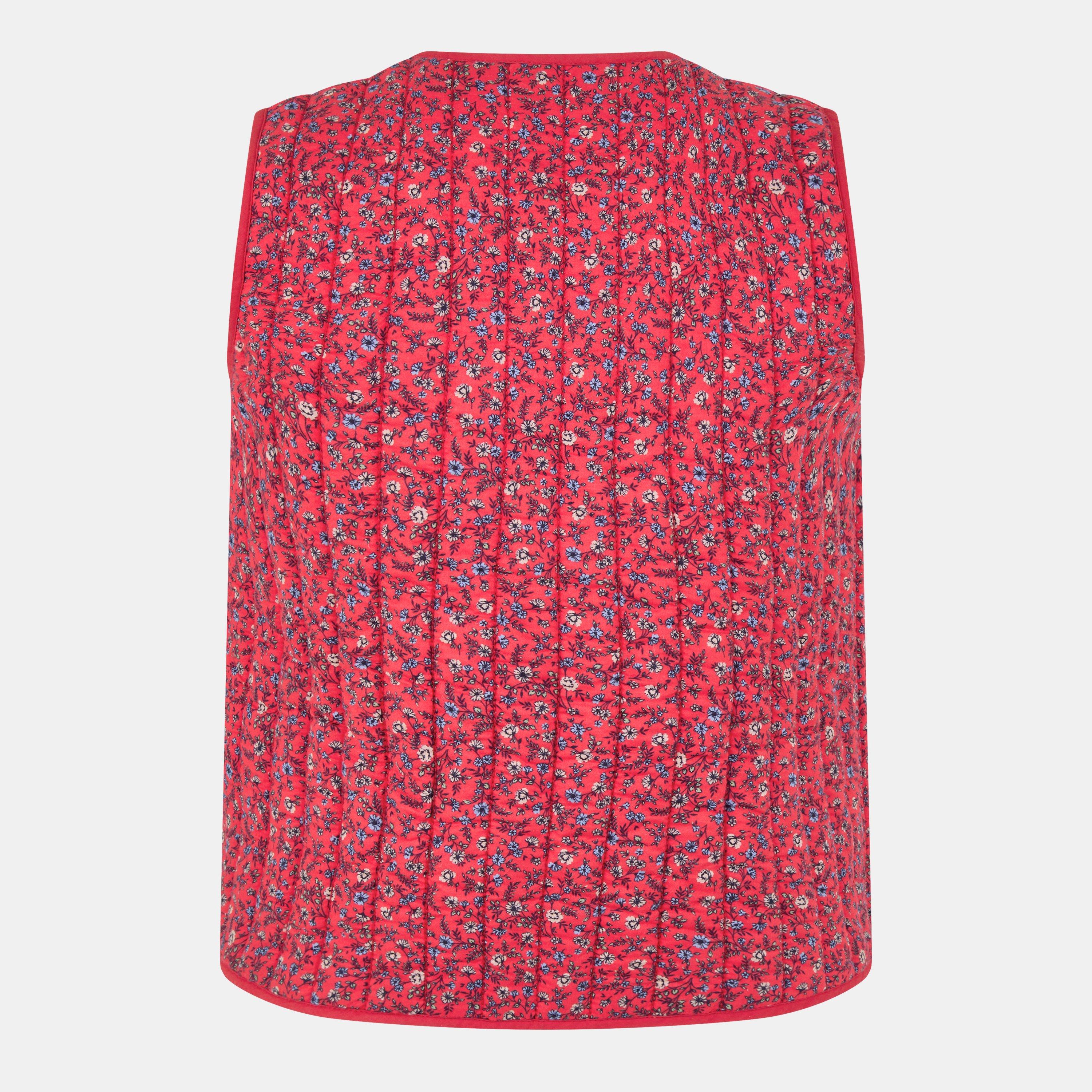 Red - Nobodys Child - Women's Floral Quilted Short Puffer Jacket - 2