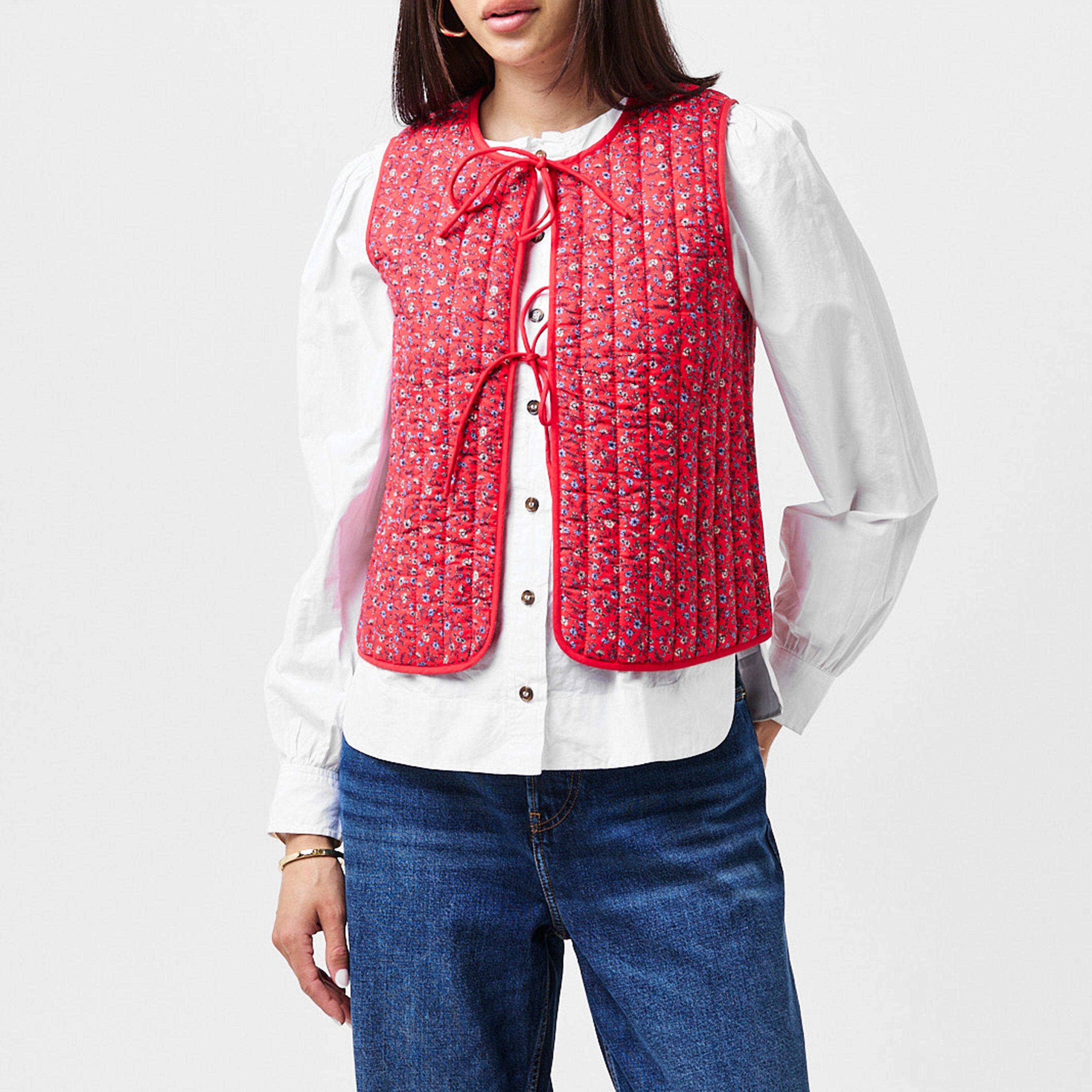 Red - Nobodys Child - Women's Floral Quilted Short Puffer Jacket - 3