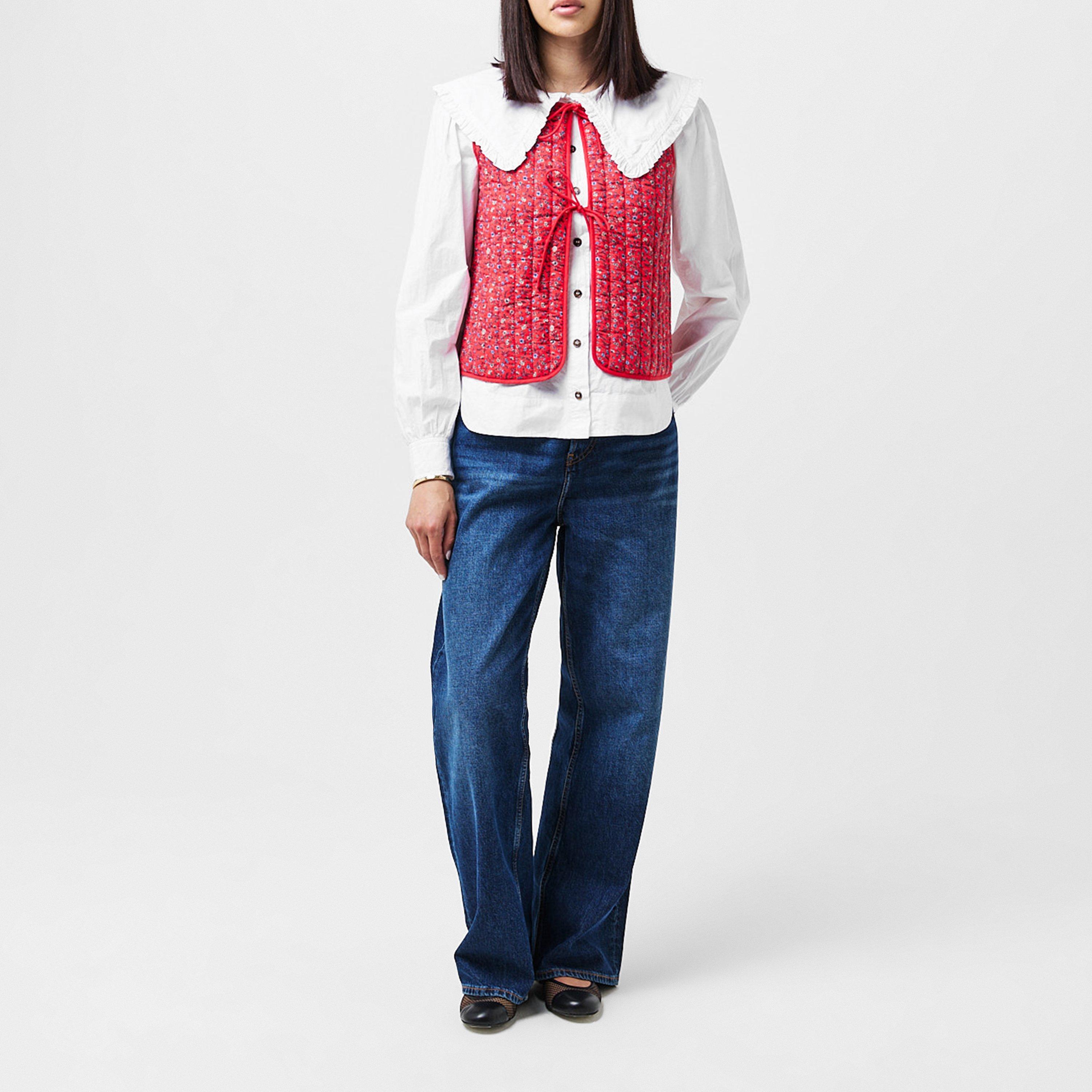 Red - Nobodys Child - Women's Floral Quilted Short Puffer Jacket - 6