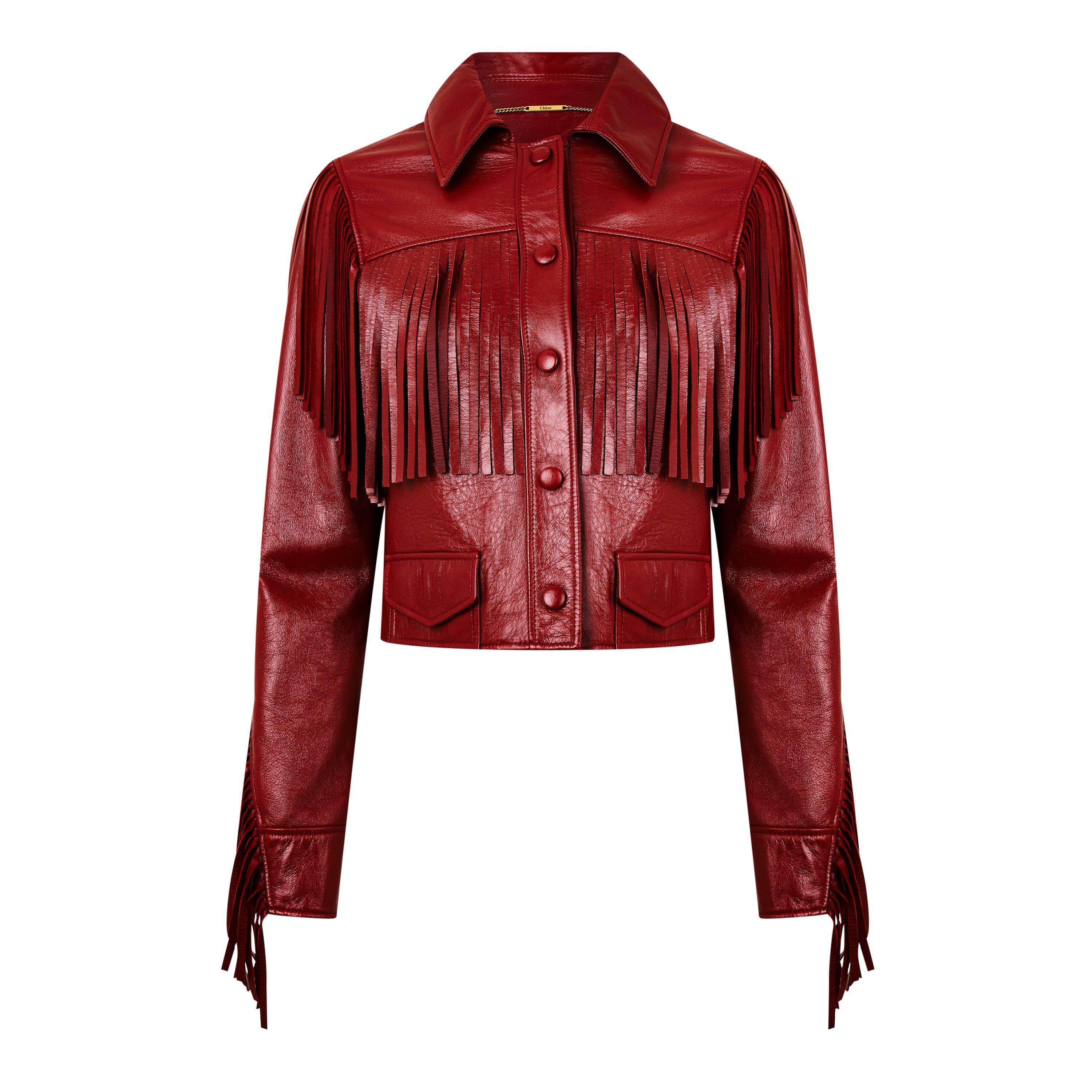 Plaid Red - Chloe - Fringe Leather Jacket - 1