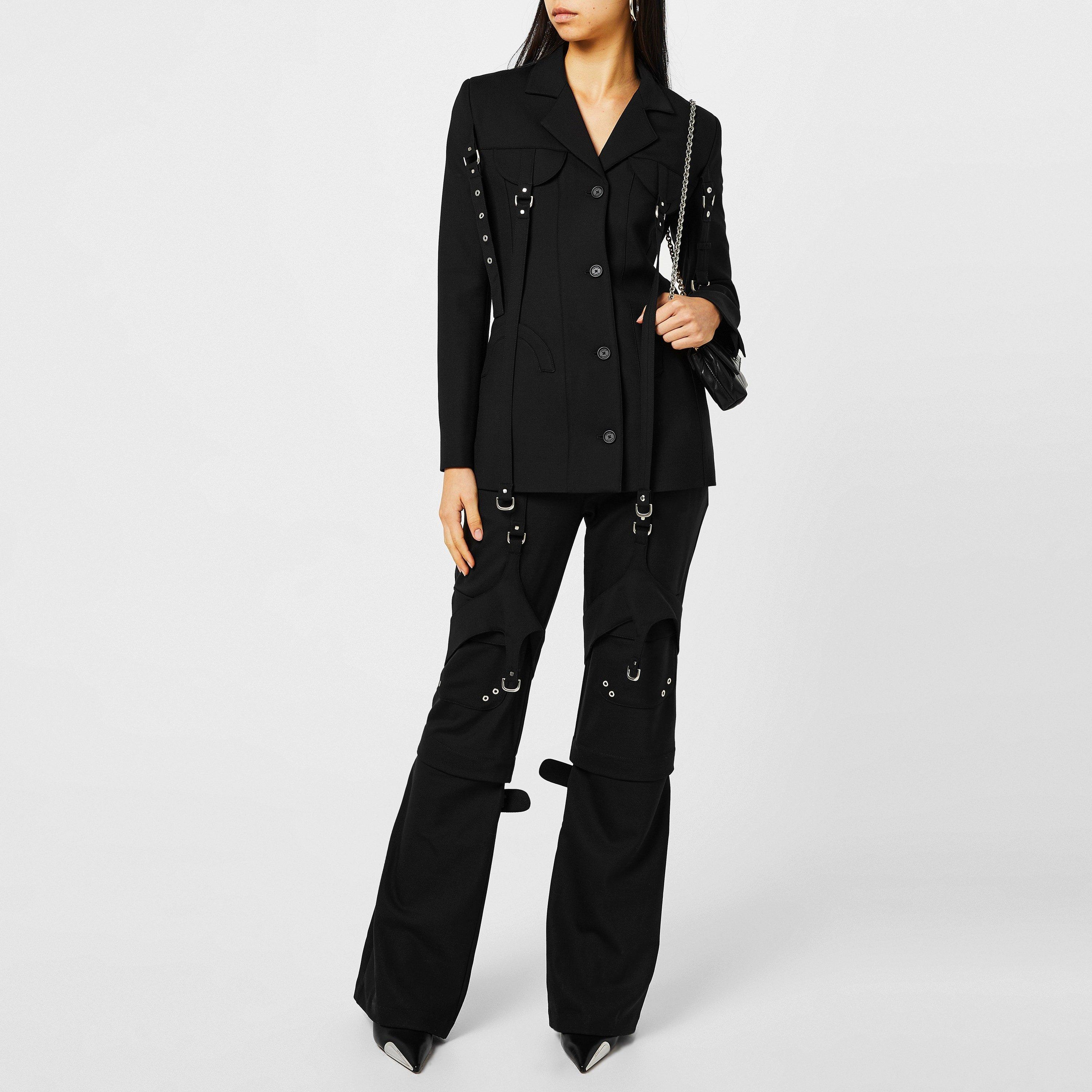 Black 1000 - Off White - Women's Cargo Jacket with Belted Style - 4