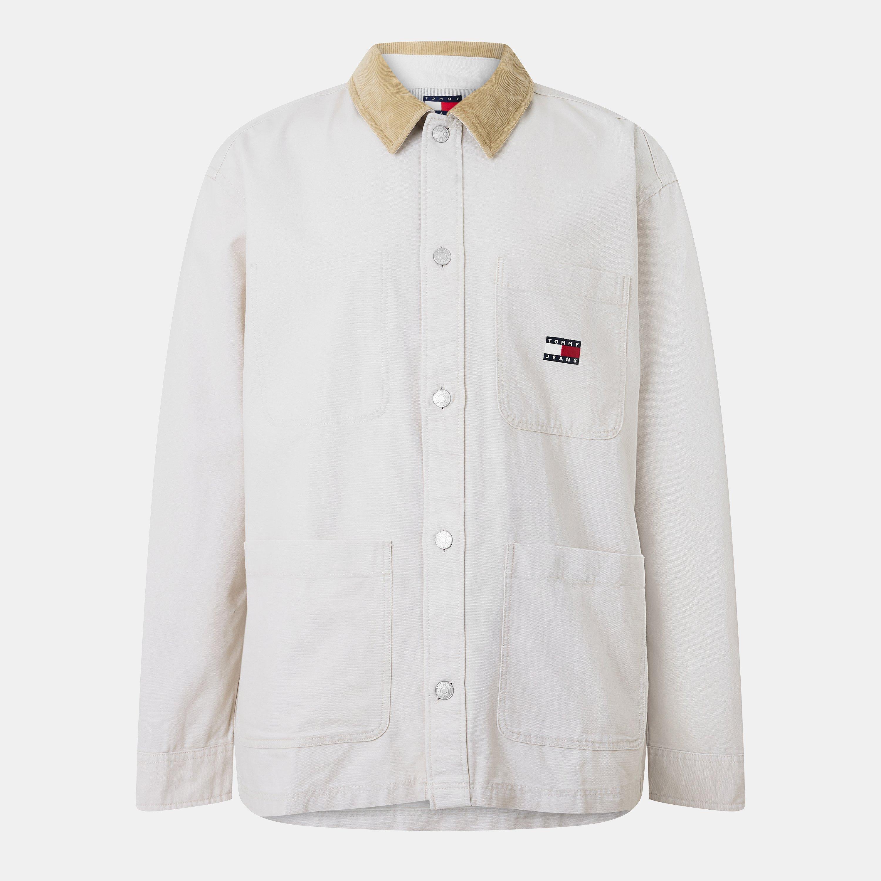 Tommy Jeans Men's Cord Textured Relaxed Fit Overshirt - Newsprint - M