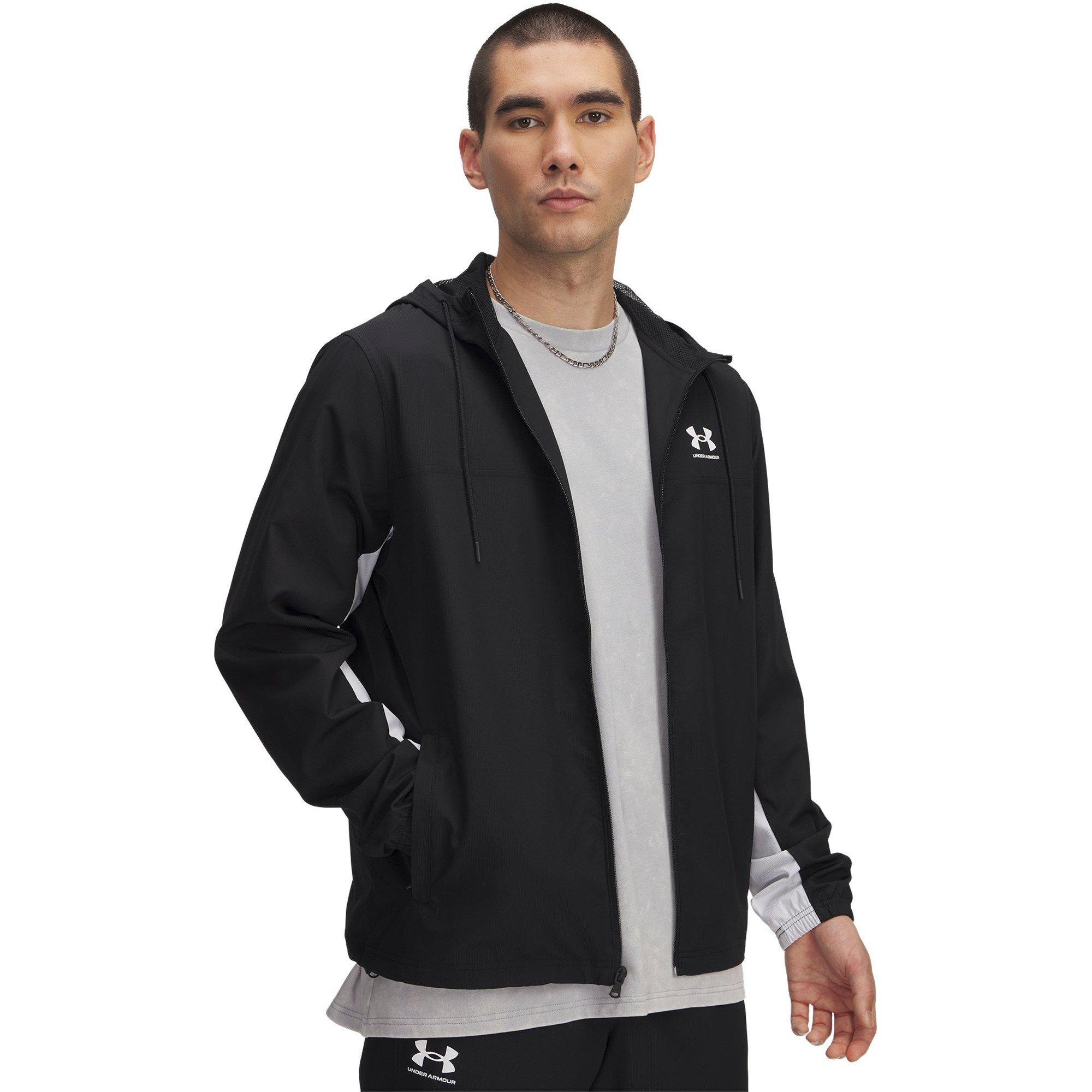 Black Mens Windbreaker Jacket With Hood Under Armour Rival