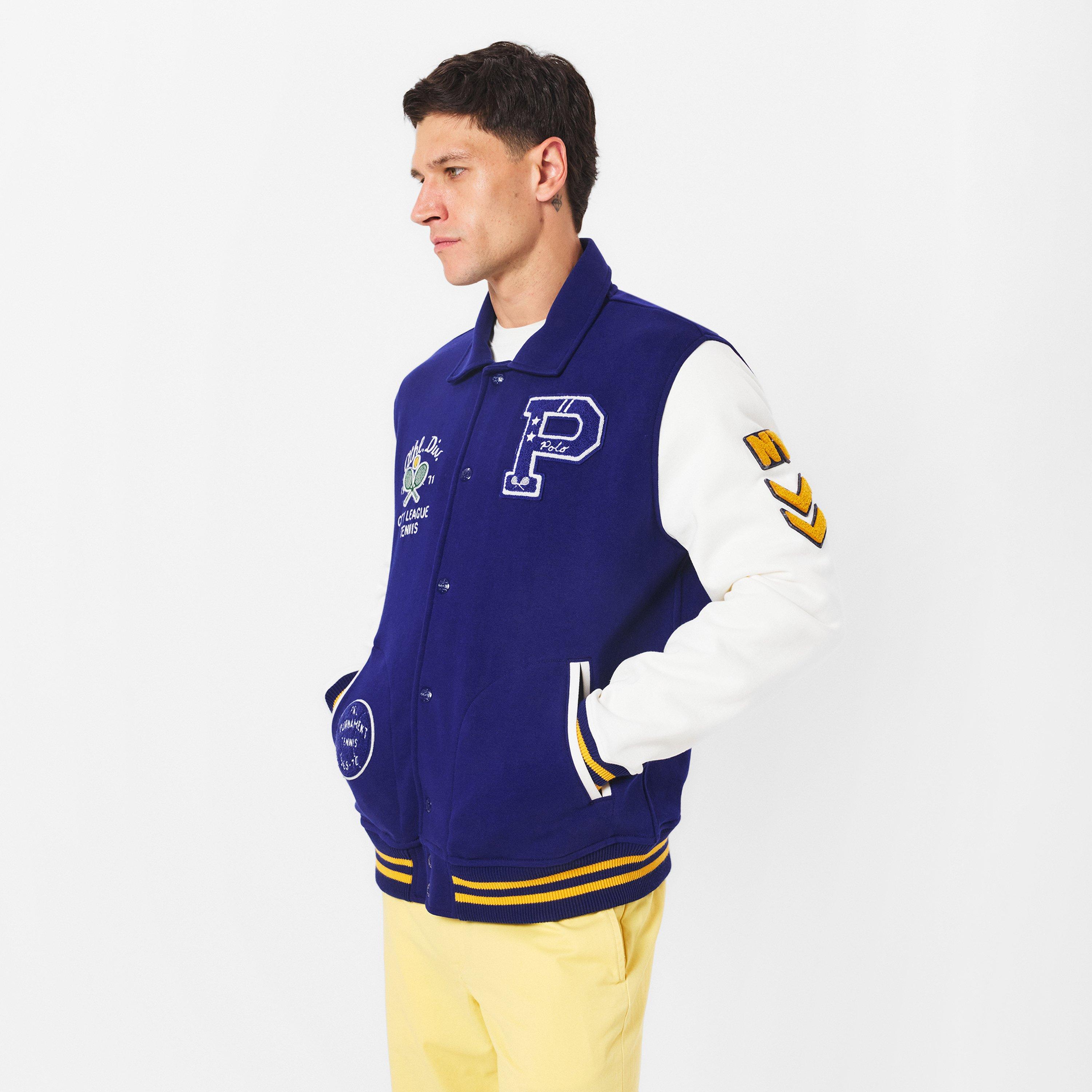 Fall Royal - Polo Ralph Lauren - Men's Classic Letterman Contrast Sleeve Varsity Jacket - 3