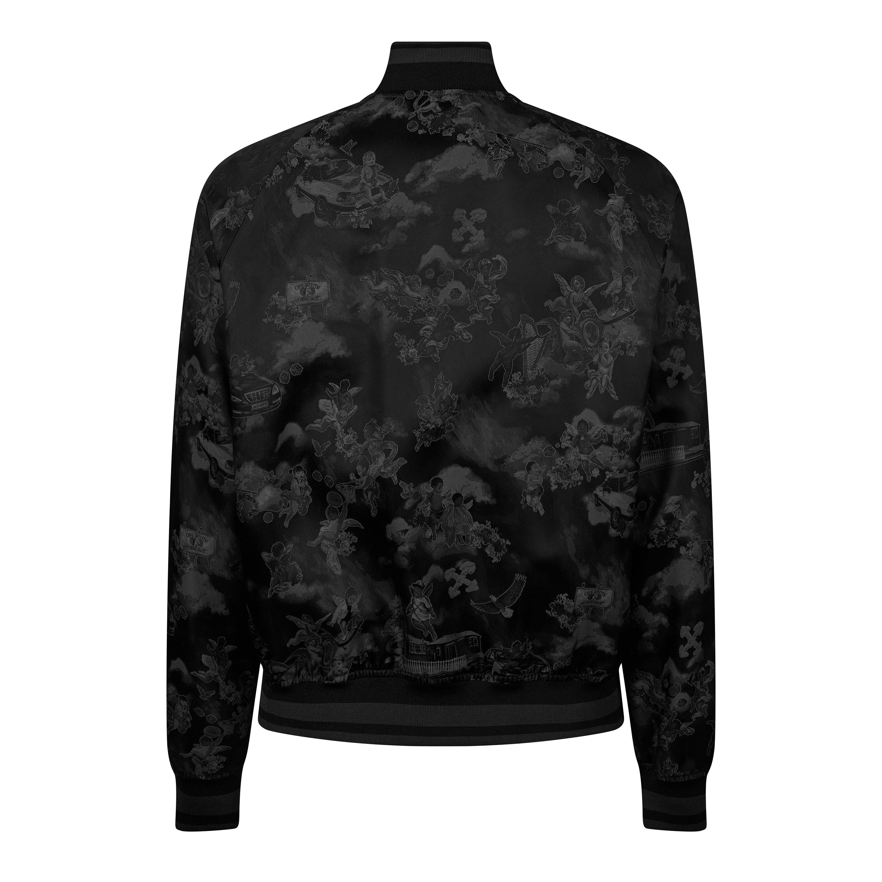 Black - Off White - Men's Souvenir Renaissance-themed Varsity Jacquard Jacket - 2