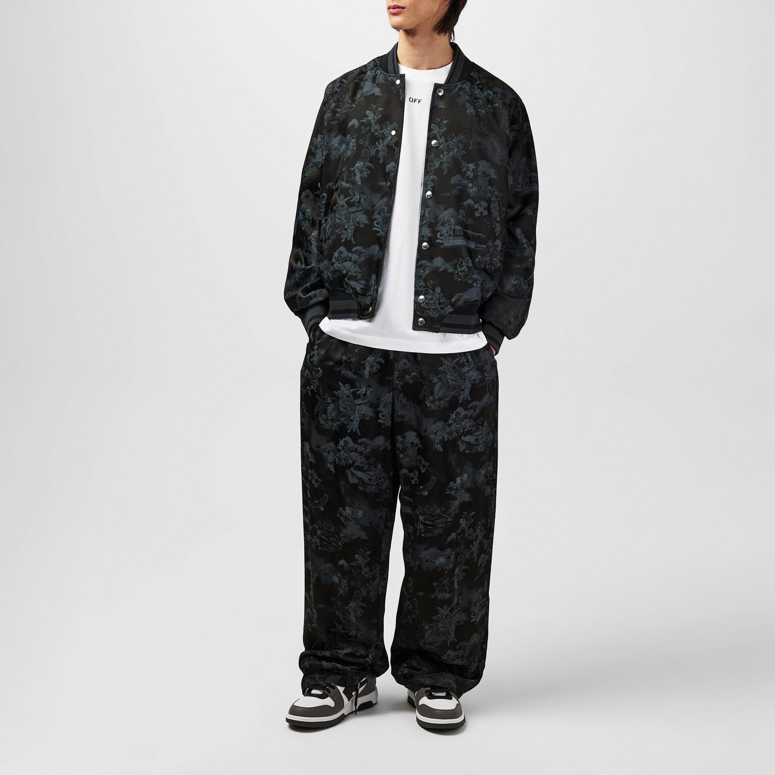 Black - Off White - Men's Souvenir Renaissance-themed Varsity Jacquard Jacket - 5