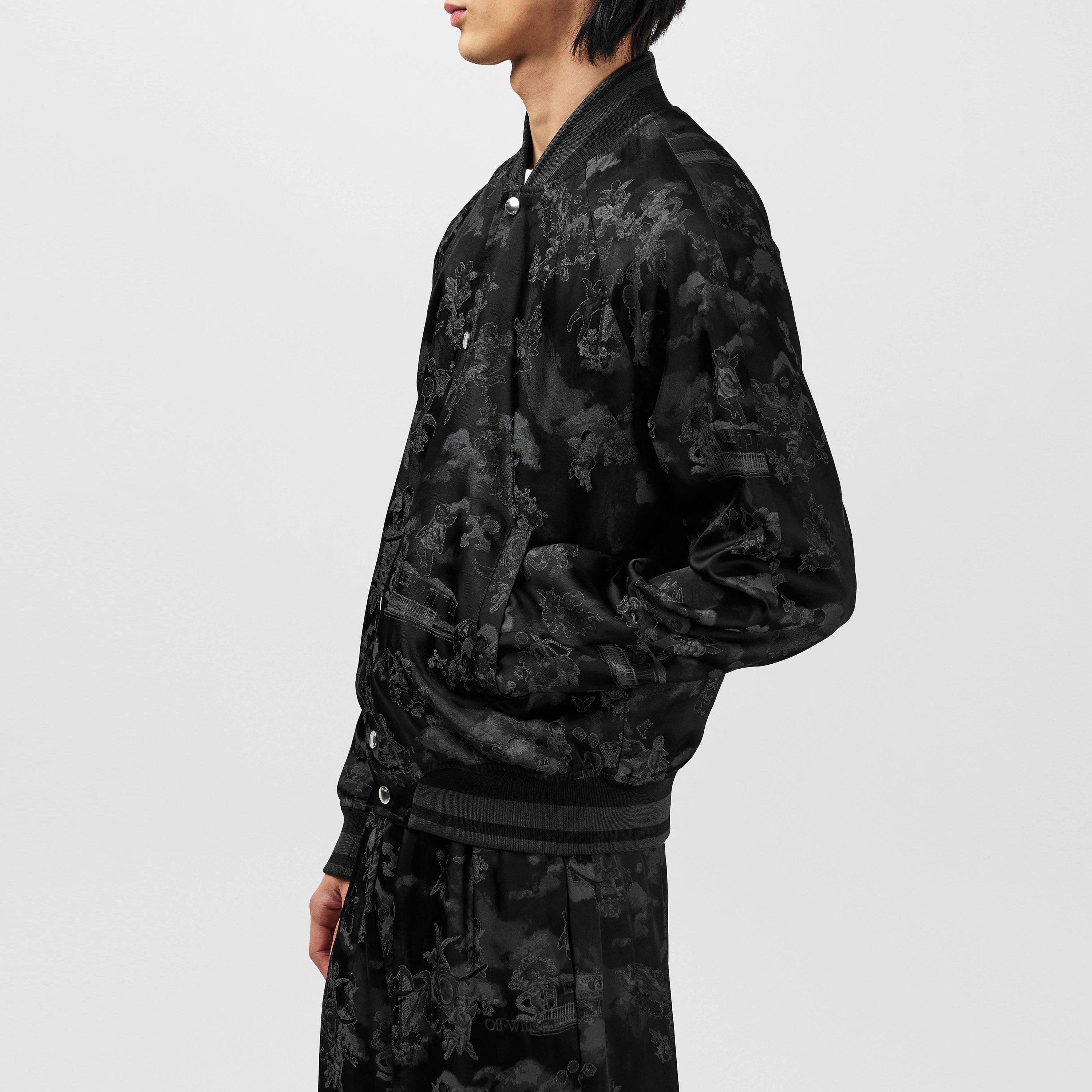 Black - Off White - Men's Souvenir Renaissance-themed Varsity Jacquard Jacket - 6