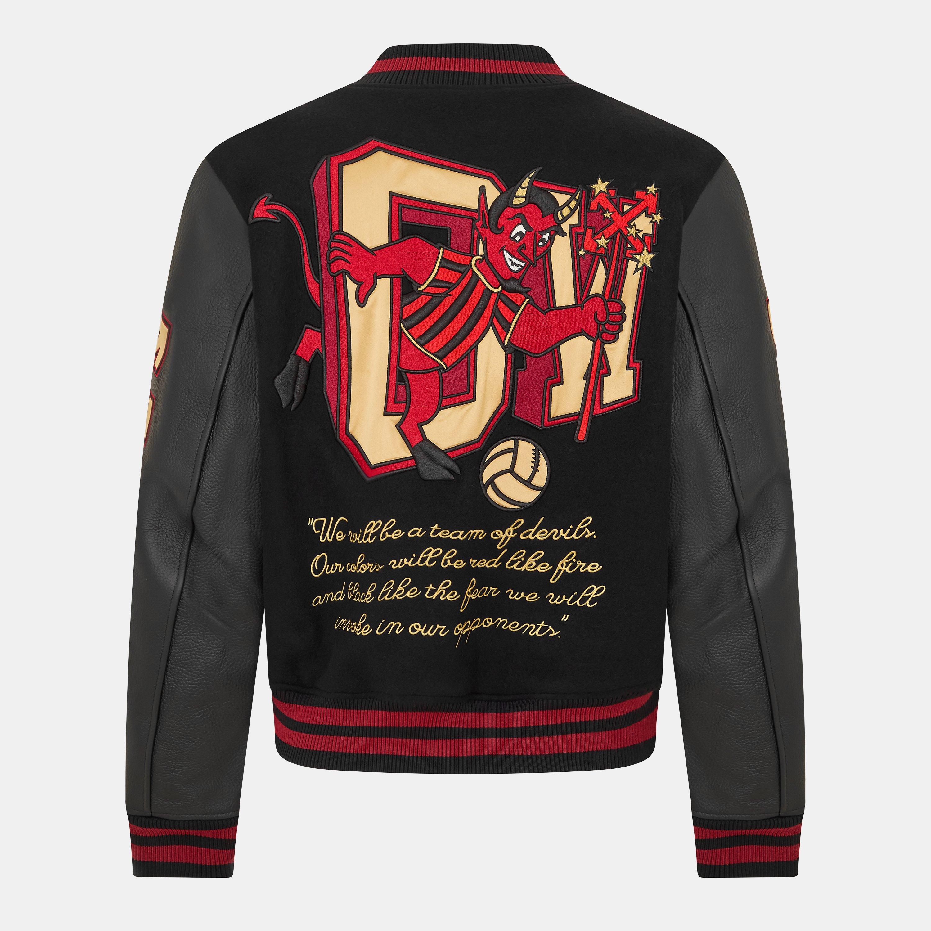 Black/Red - Off White - Men's Off-White Athletic Varsity Jacket - 2