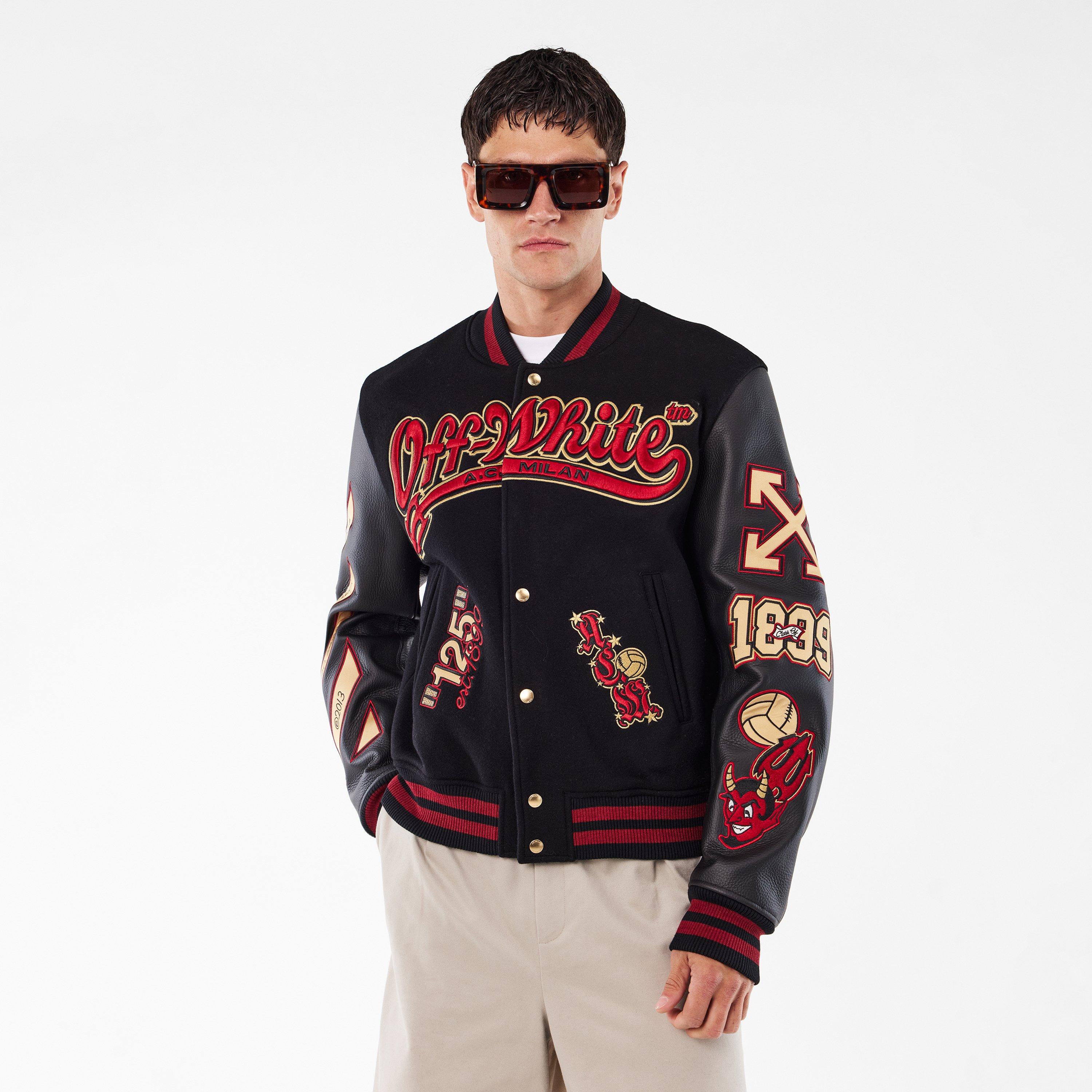 Black/Red - Off White - Men's Off-White Athletic Varsity Jacket - 3