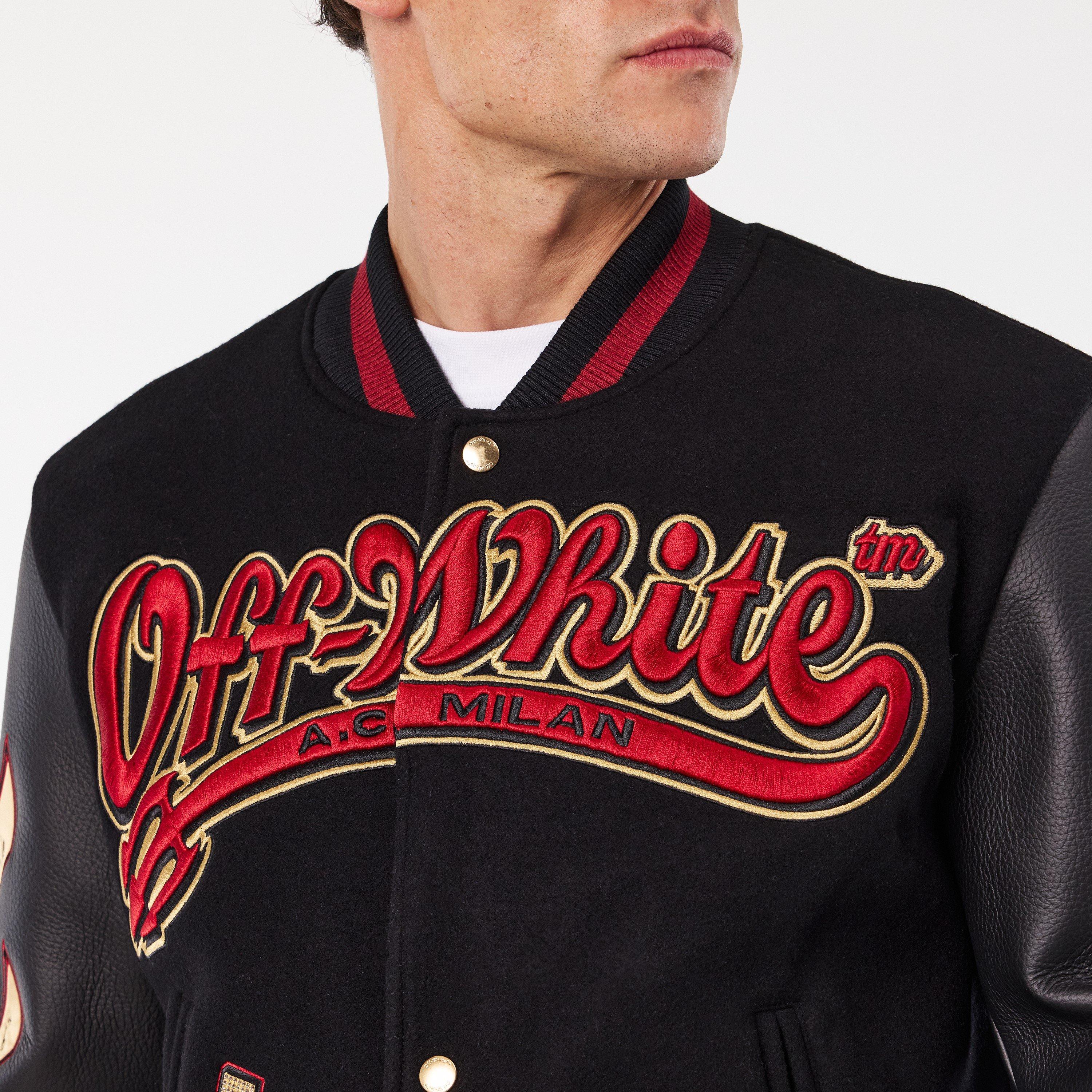 Black/Red - Off White - Men's Off-White Athletic Varsity Jacket - 5