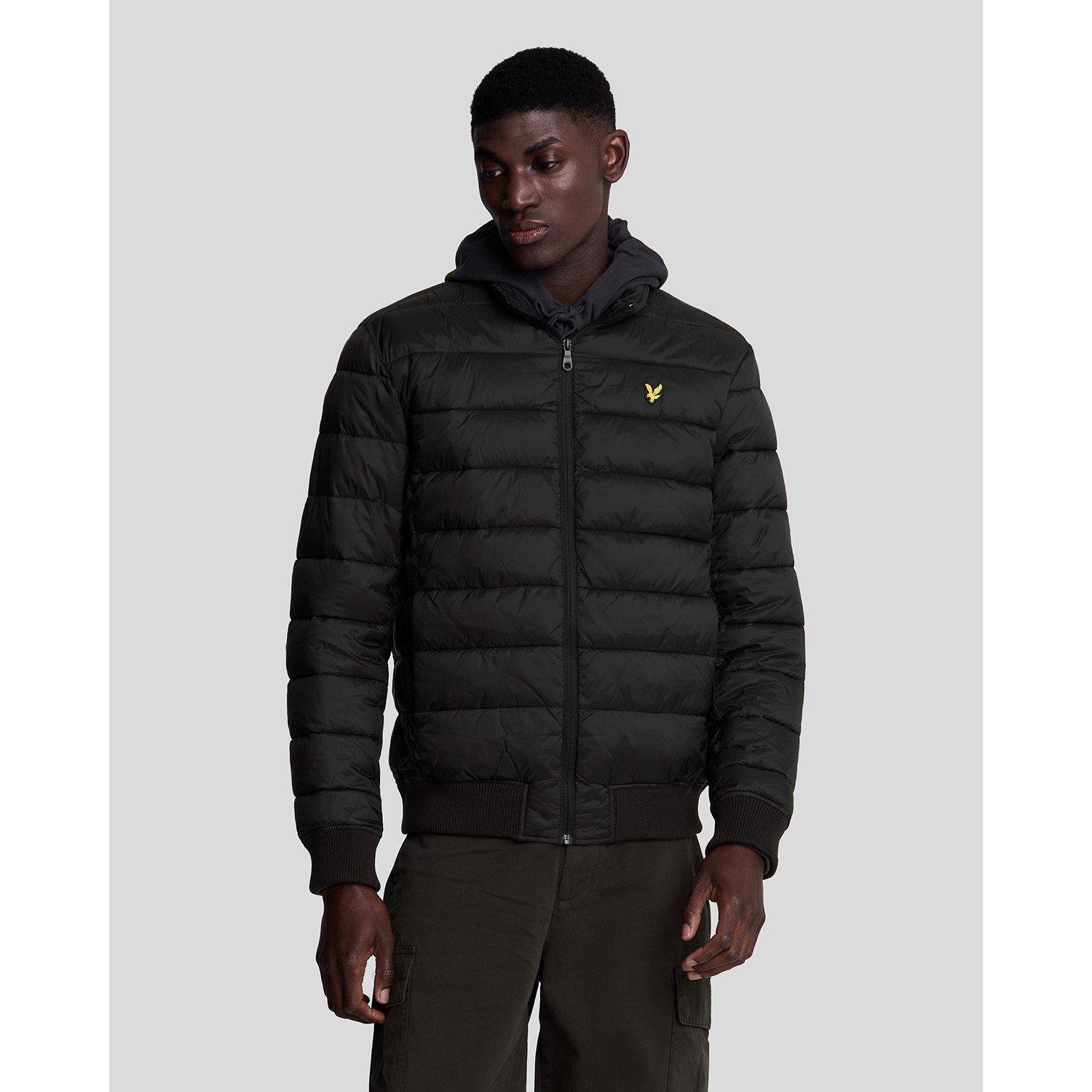 Jet Black - Lyle and Scott - Men's Funnel Wadded Medium Puffer Jacket - 2