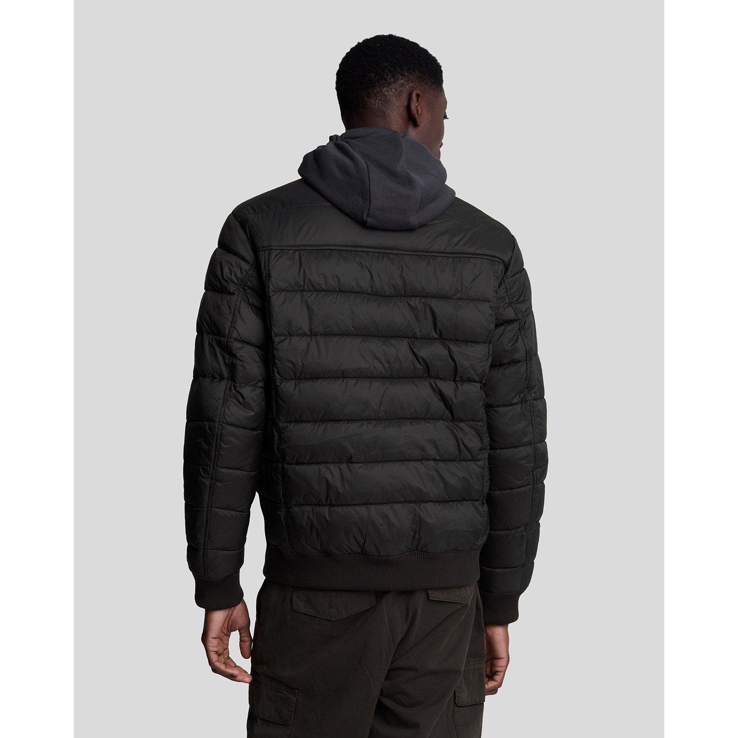 Jet Black - Lyle and Scott - Men's Funnel Wadded Medium Puffer Jacket - 3