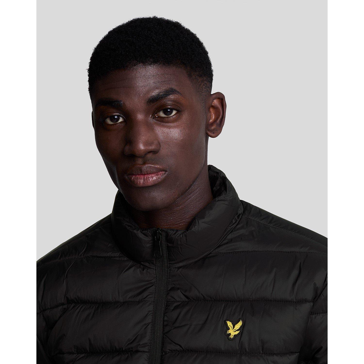 Jet Black - Lyle and Scott - Men's Funnel Wadded Medium Puffer Jacket - 4