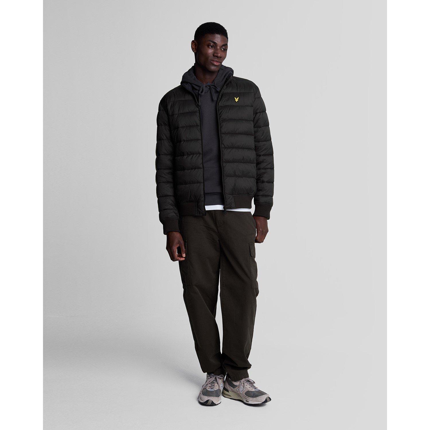 Jet Black - Lyle and Scott - Men's Funnel Wadded Medium Puffer Jacket - 5