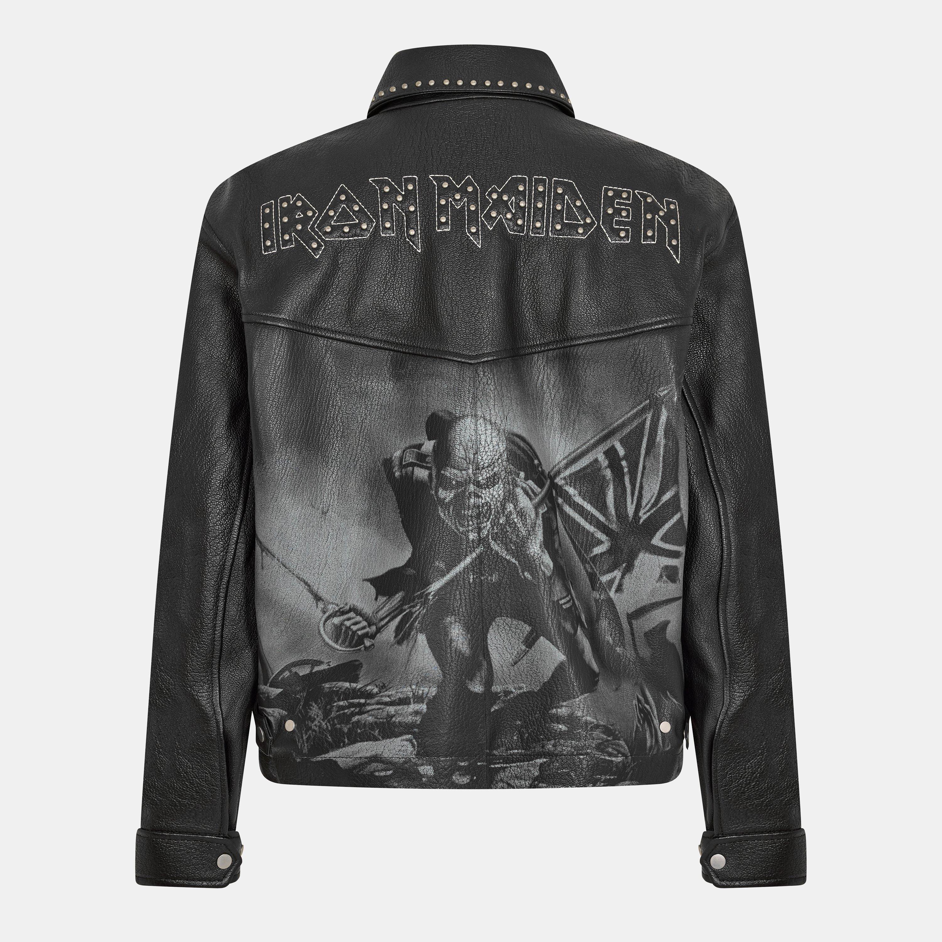 Jet Black - Represent - Men's Trooper  x Iron Maiden Leather Long Sleeve Leather Jacket - 2