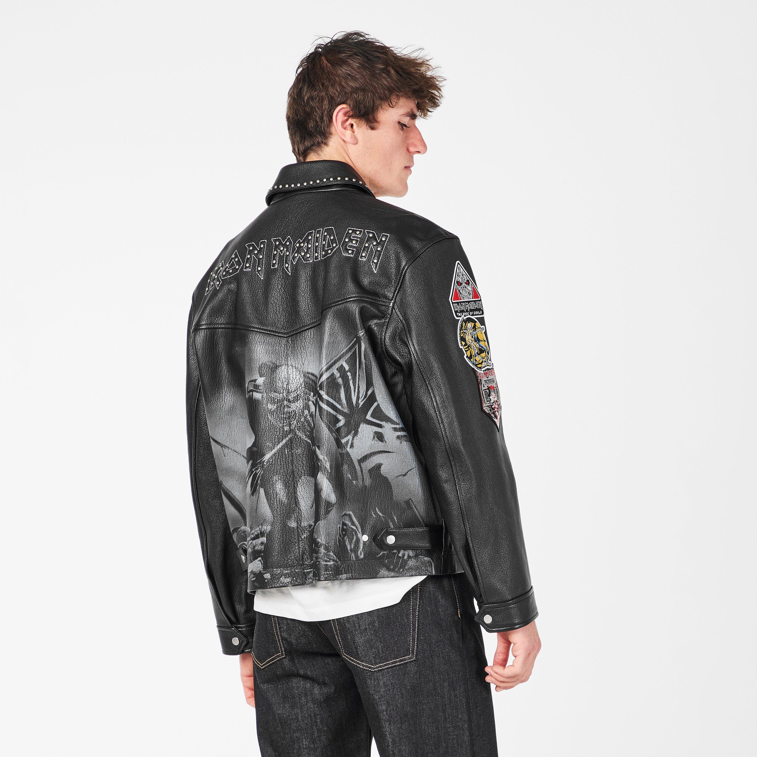 Jet Black - Represent - Men's Trooper  x Iron Maiden Leather Long Sleeve Leather Jacket - 4