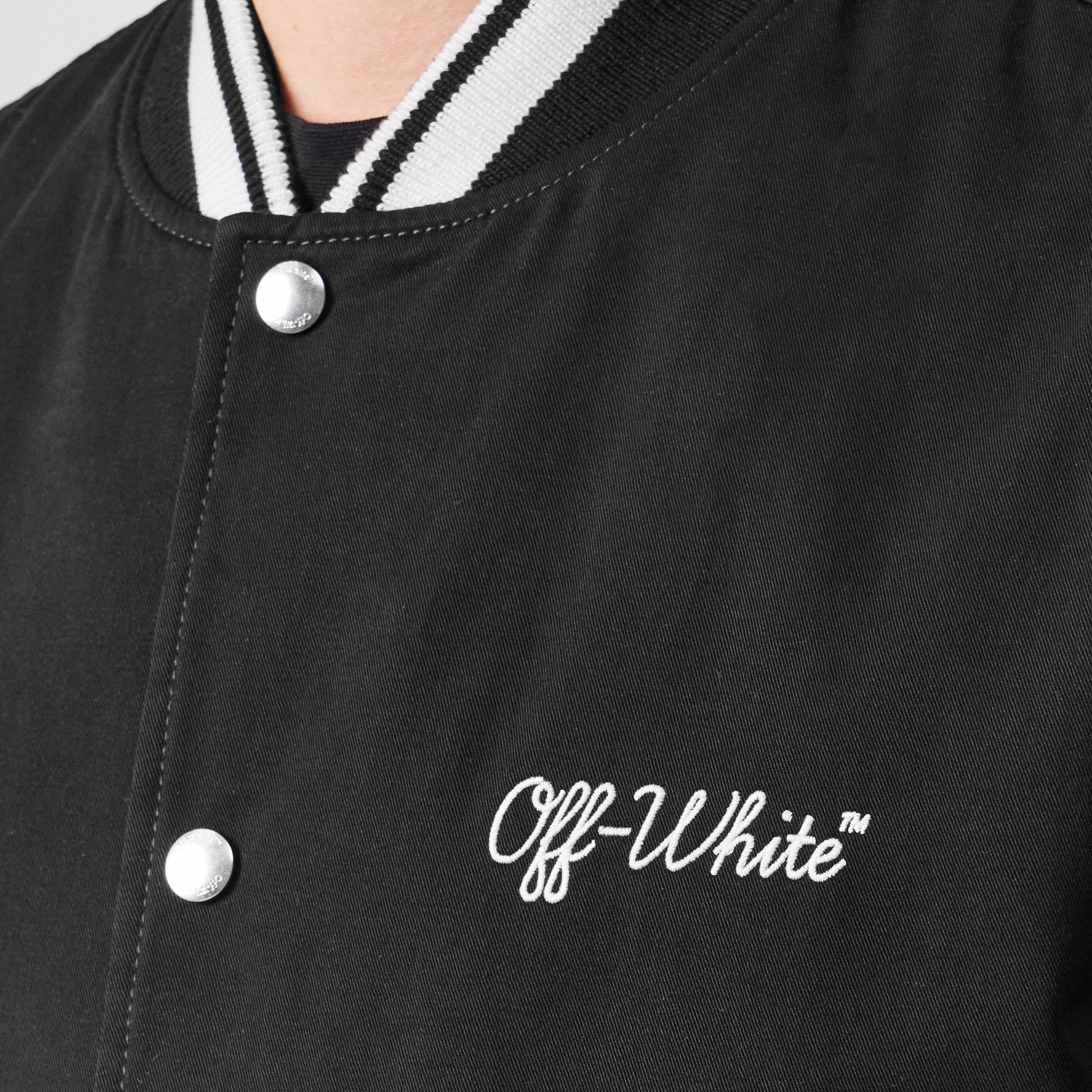 Black - Off White - Men's Script Varsity Jacket, Logos - 5