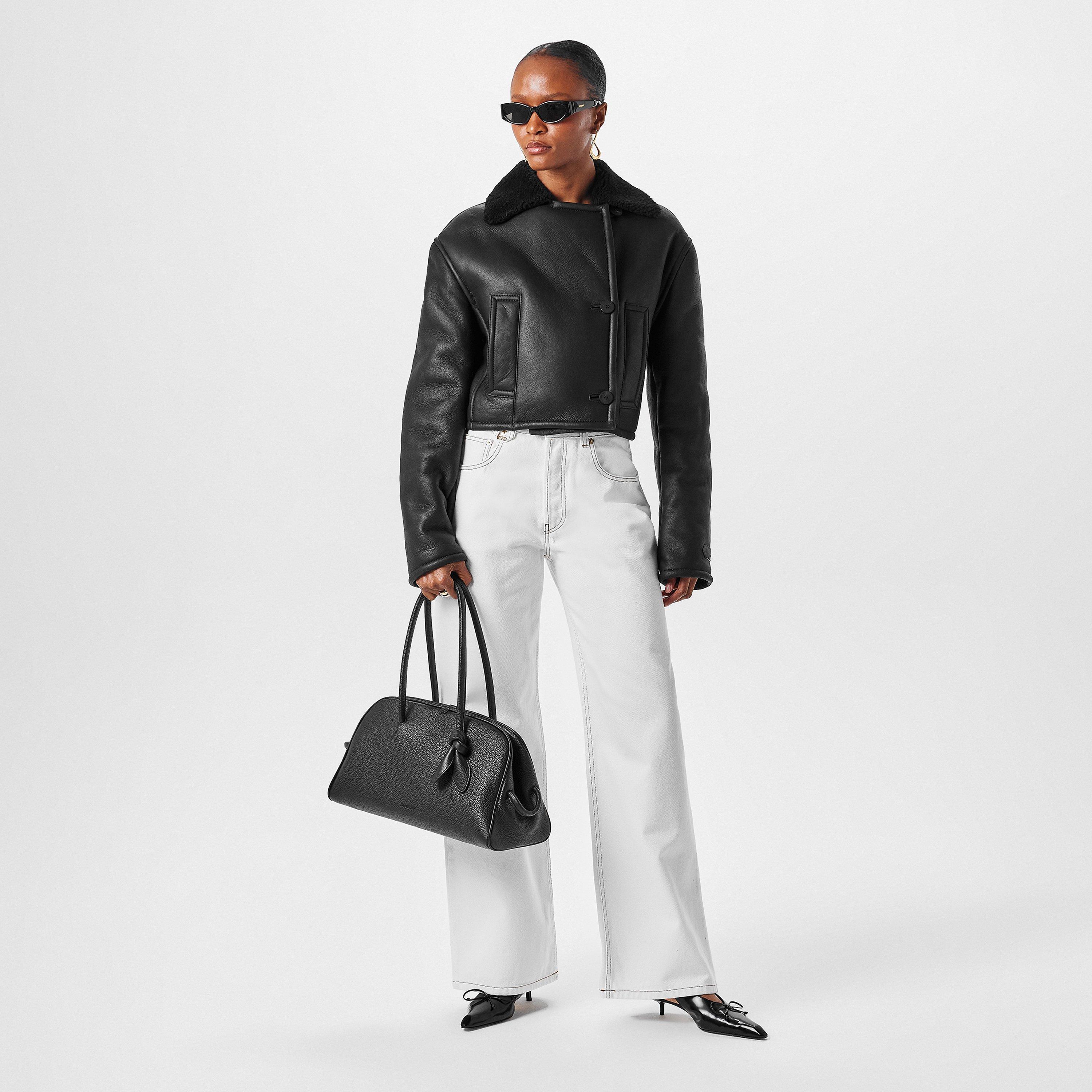 Jacquemus Women's Marino Blouson Long Sleeve Lamb Leather Jacket