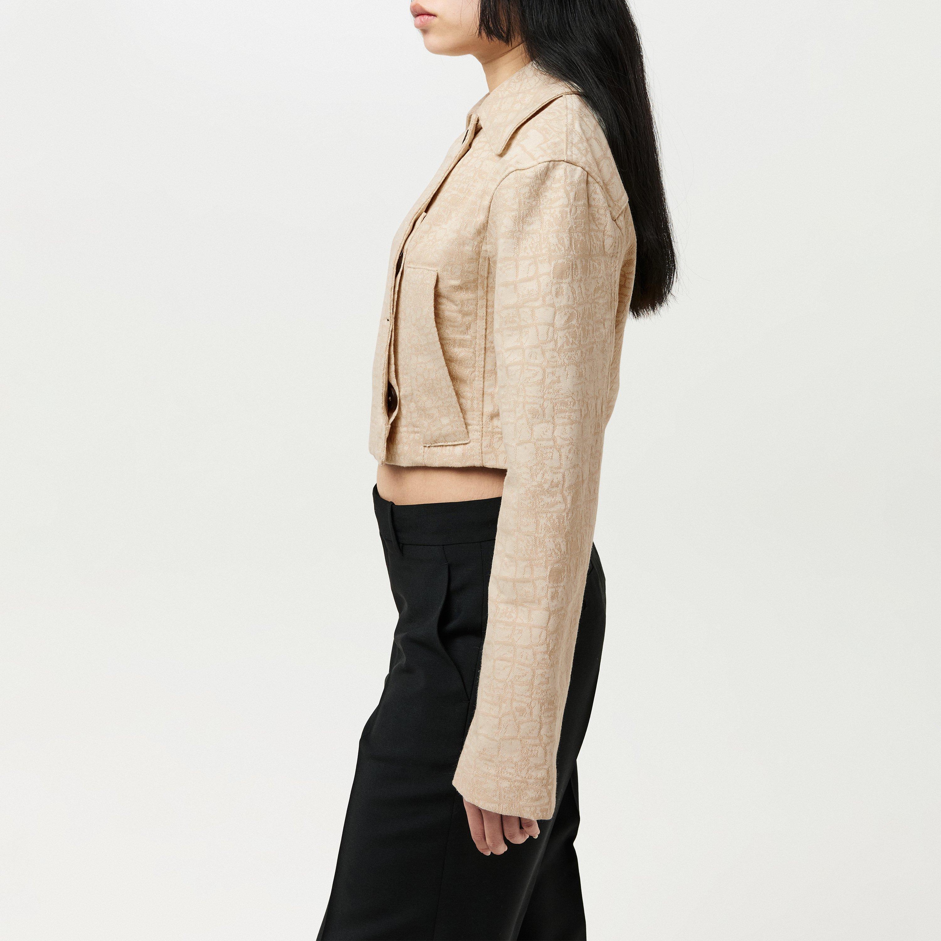 Croco Beige - Jacquemus - Women's Marino De Nimes Cotton Cropped Long Sleeve Jacket - 2