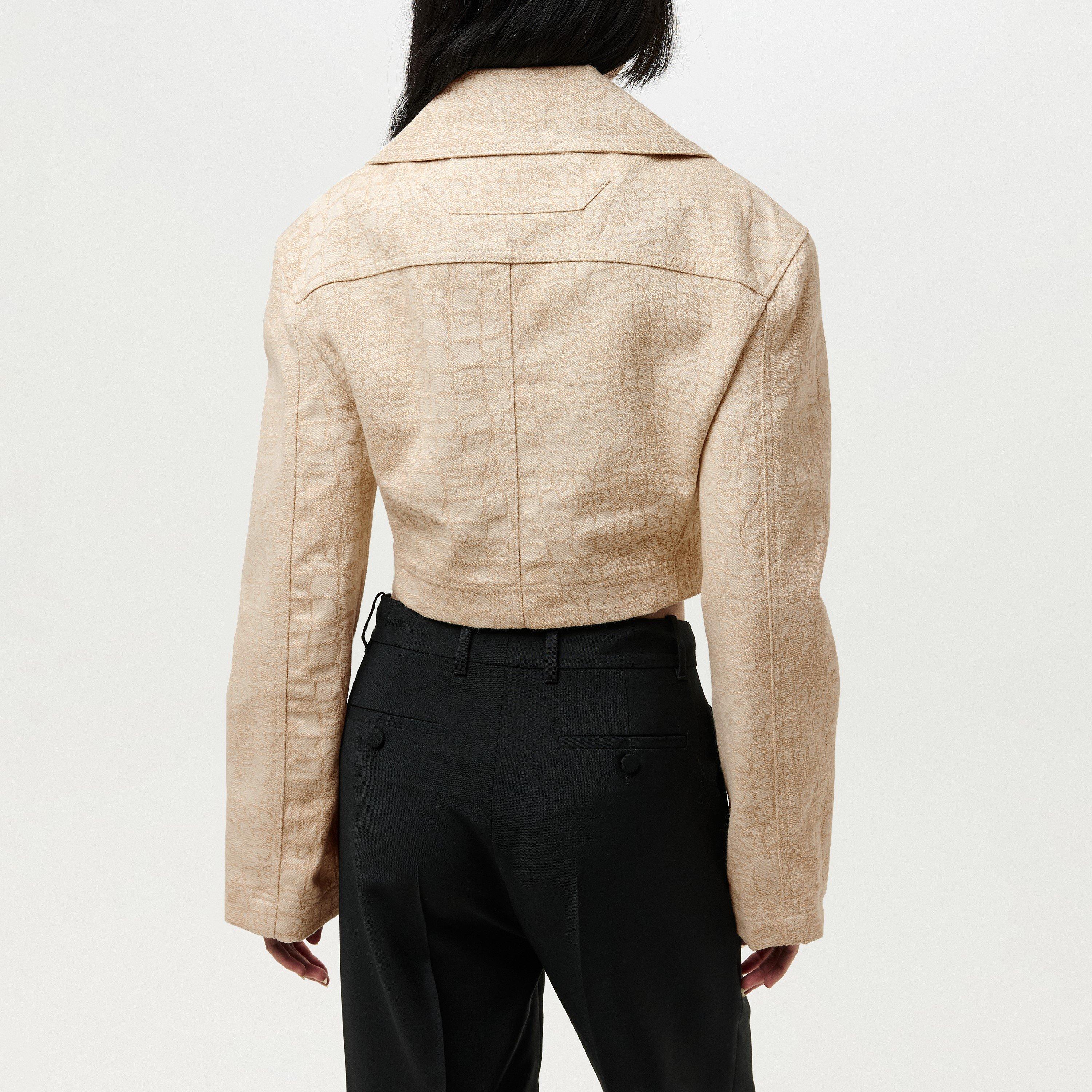 Croco Beige - Jacquemus - Women's Marino De Nimes Cotton Cropped Long Sleeve Jacket - 3