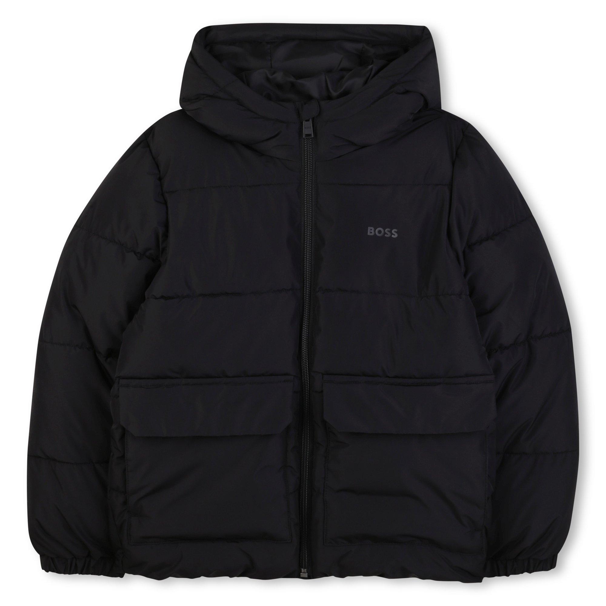 Boss Boys Kids' Hooded Medium Puffer Jacket - Black - 4Y