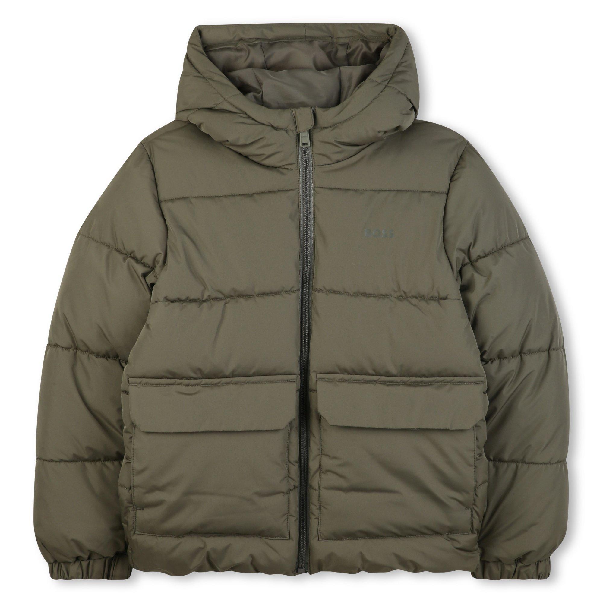 Boss Boys Kids' Hooded Medium Puffer Jacket - Green - 4Y