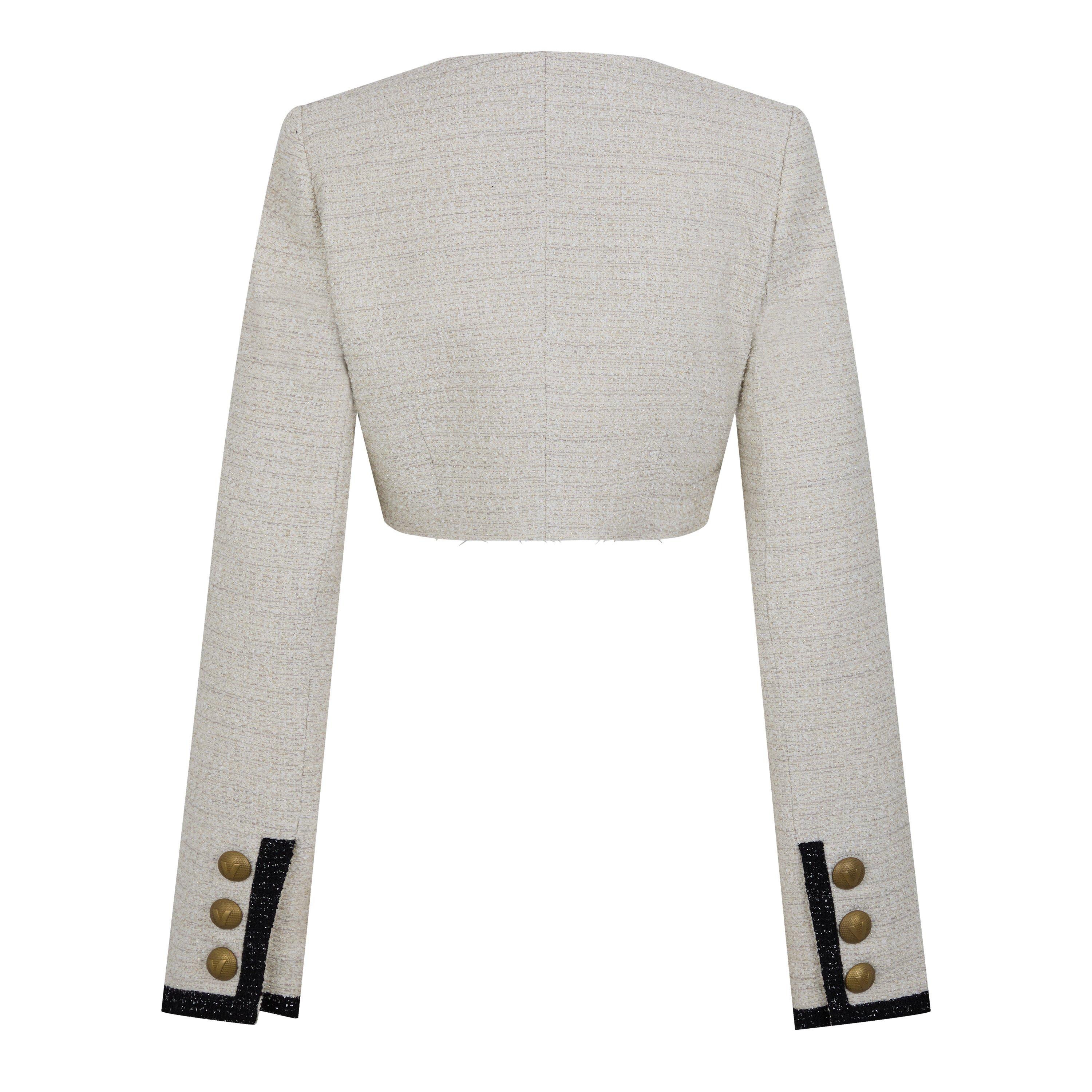 White - VETEMENTS - Women's Tweed Cropped Coach Jacket - 2