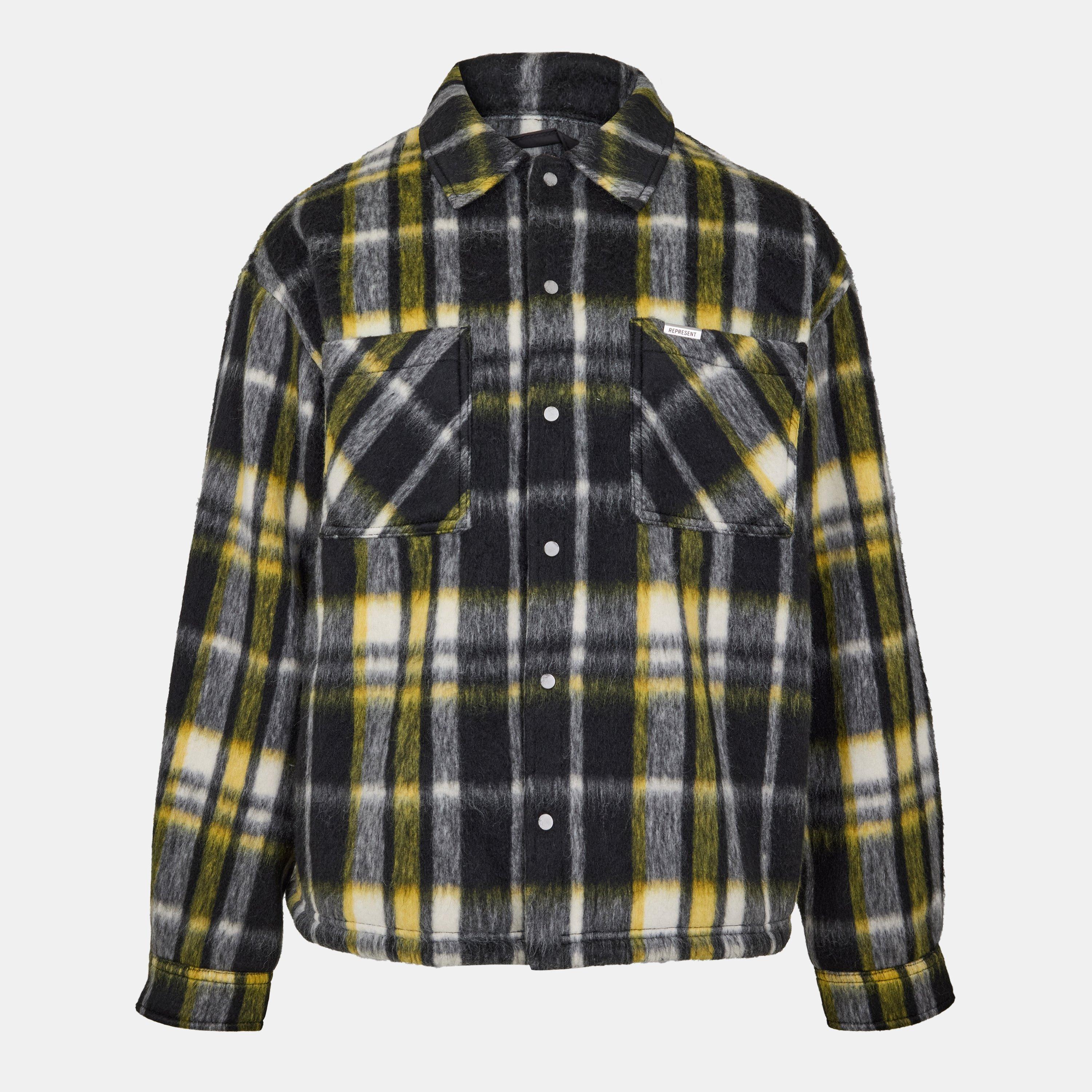 Jet Black - Represent - Men's Check Button-Through Structured Overshirt - 1
