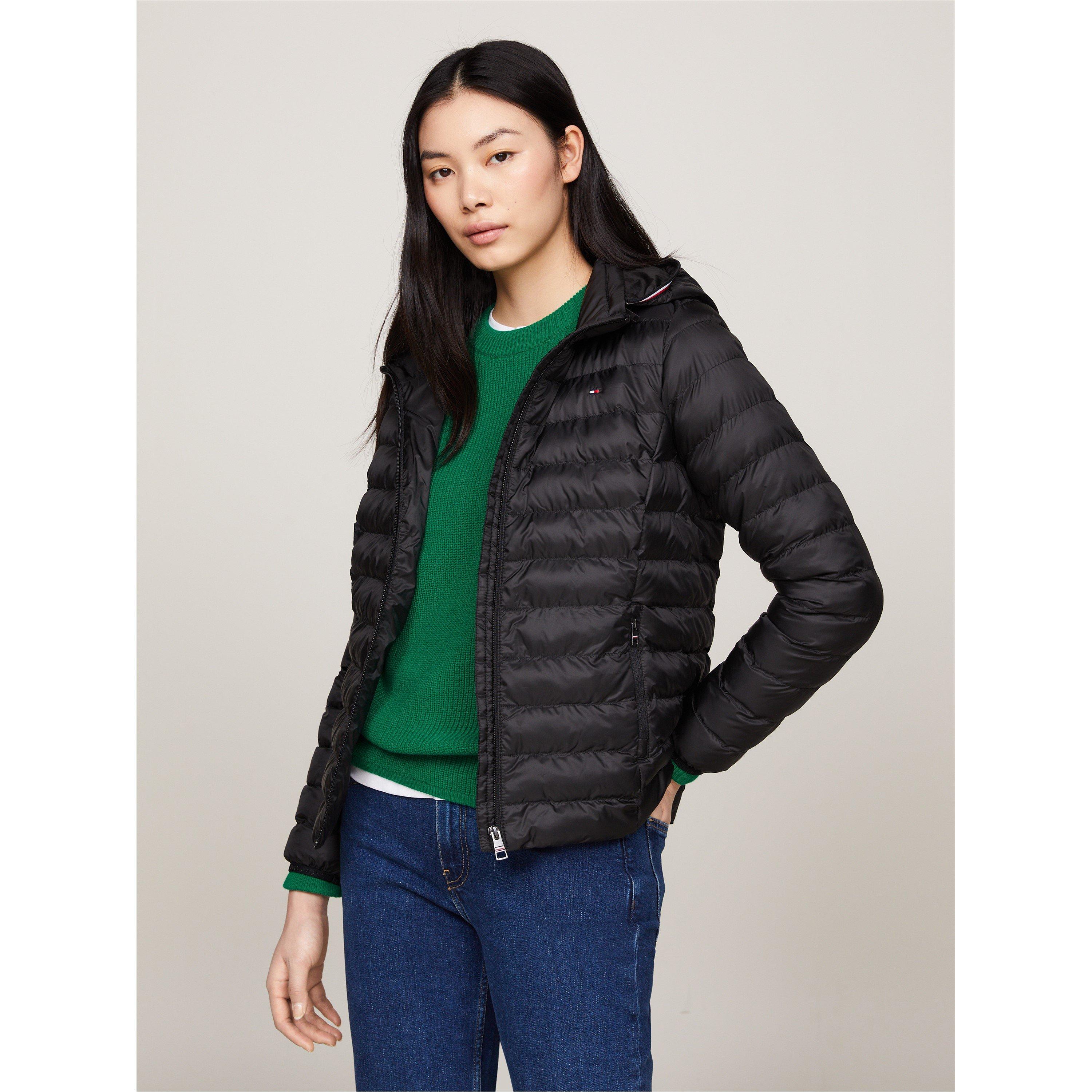 Tommy Hilfiger Women's Quilted Stripe Short Puffer Jacket - Black - 8 (XS)