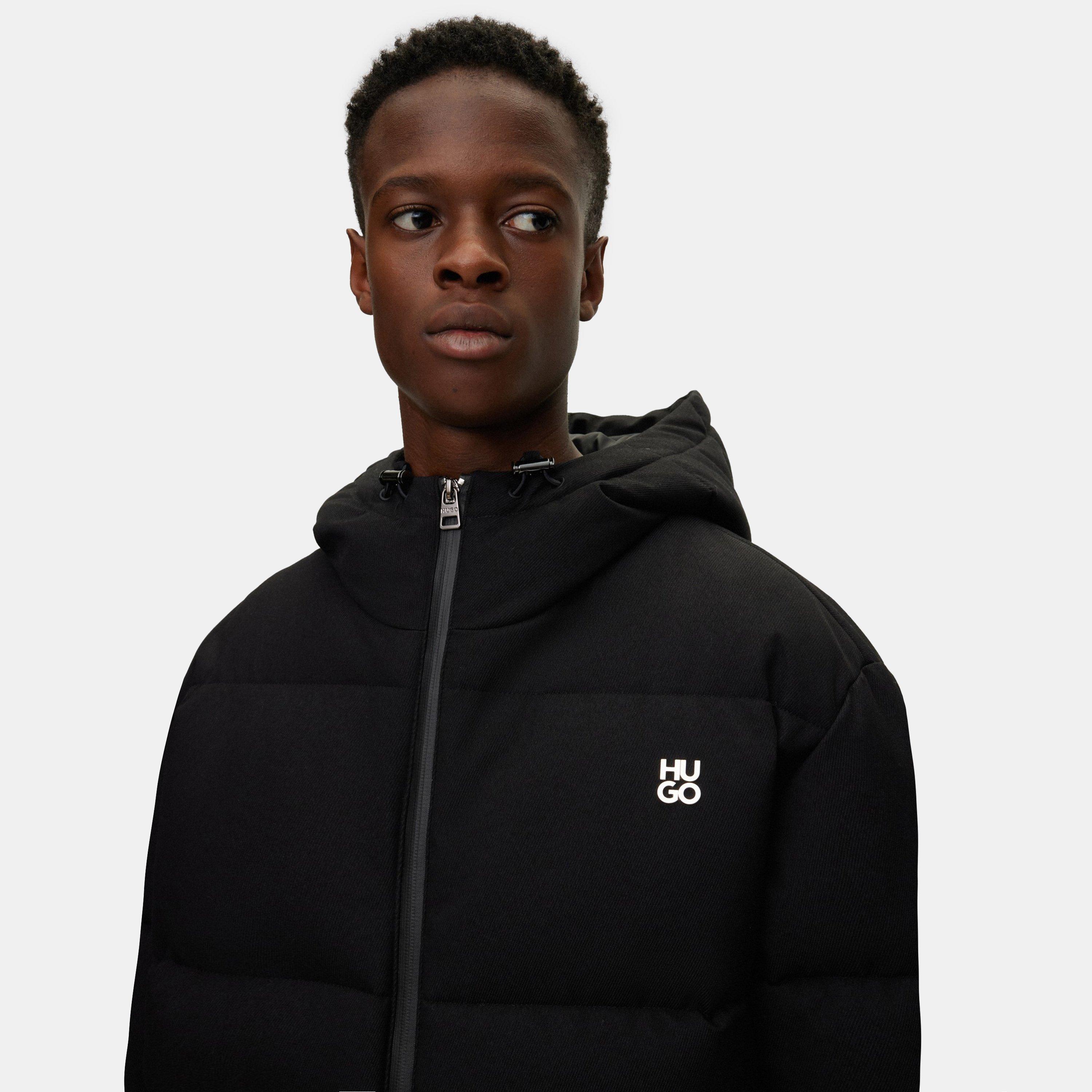 Black - Hugo - Men's  Down Hooded Short Puffer Jacket - 4