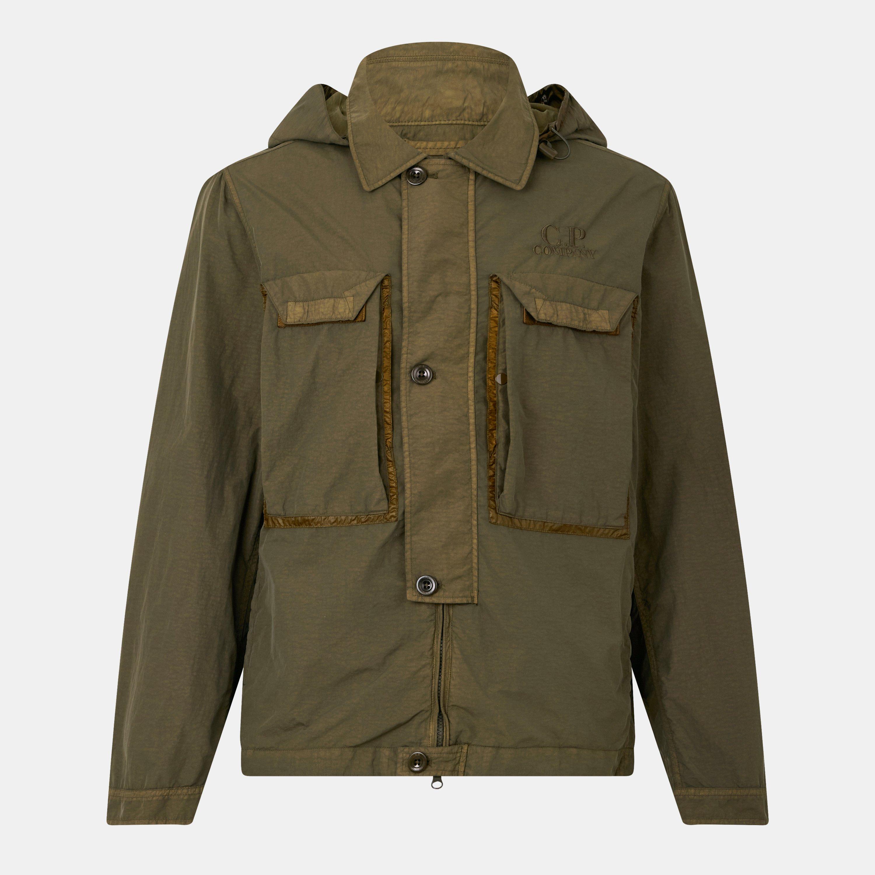 新品C.P.COMPANY OVERSHIRT 2025SS FLATT C.P. Company Men's Flatt Nylon Zip Overshirt in Silver Sage