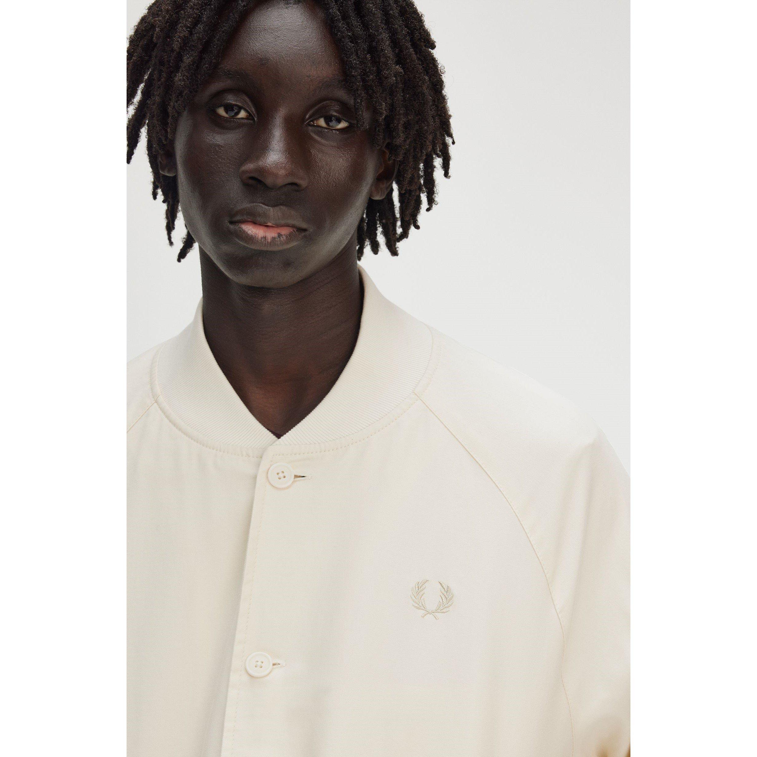 Ecru 560 - Fred Perry - Men's Twill Tennis Cotton Button Up Varsity Jacket - 3