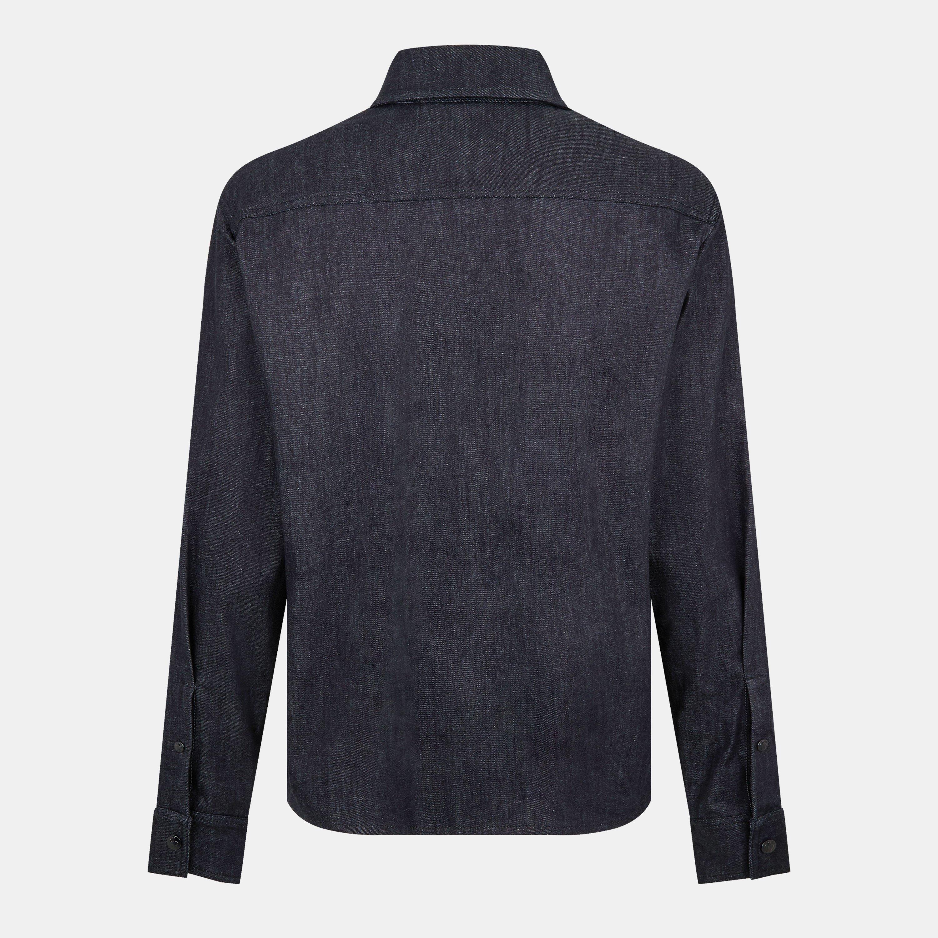 Blue Denim 77A - Moncler - Men's  Denim Cotton Long Sleeve Full Zip Overshirt - 2