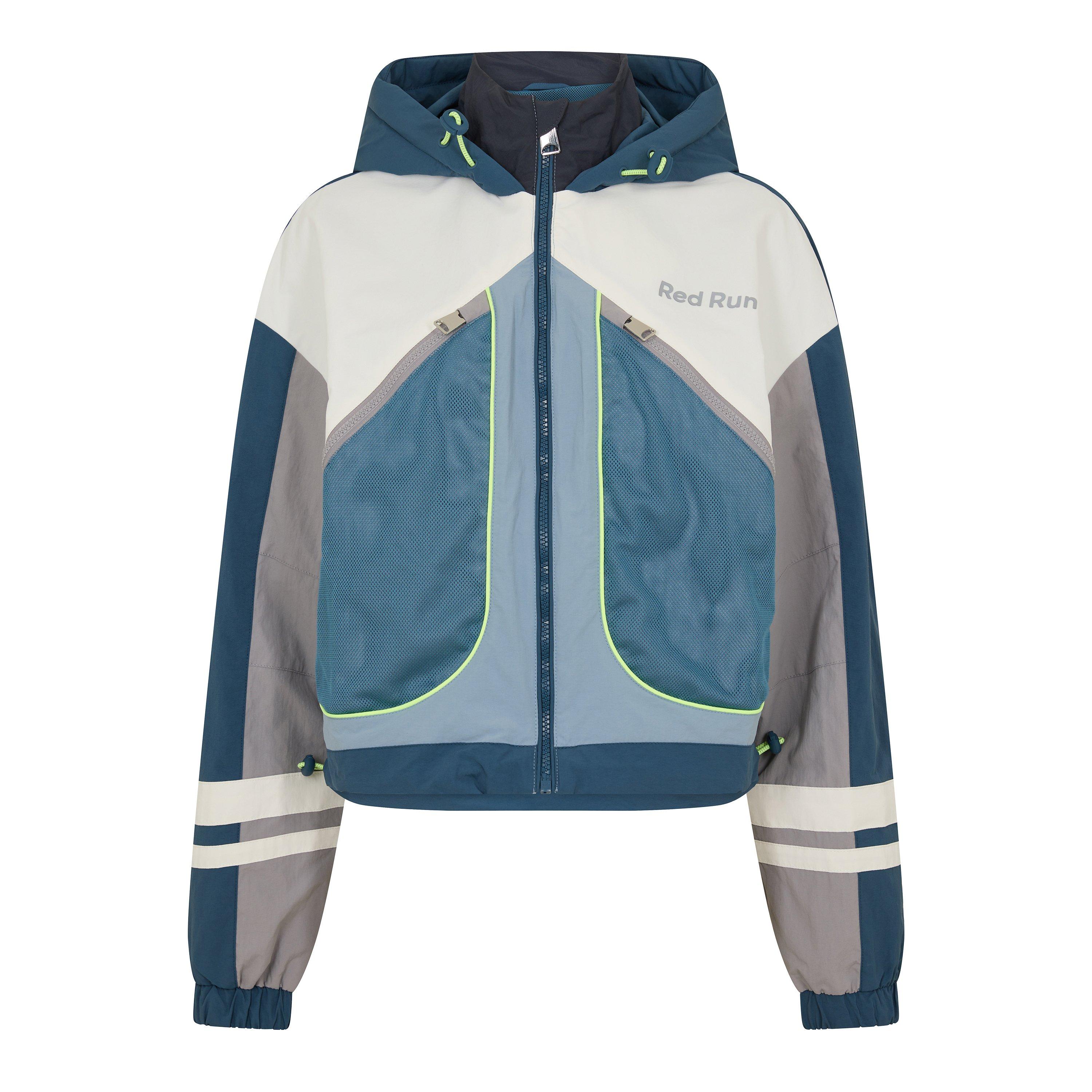 Blue - Red Run - Womens Hooded Nylon Track Jacket - 1