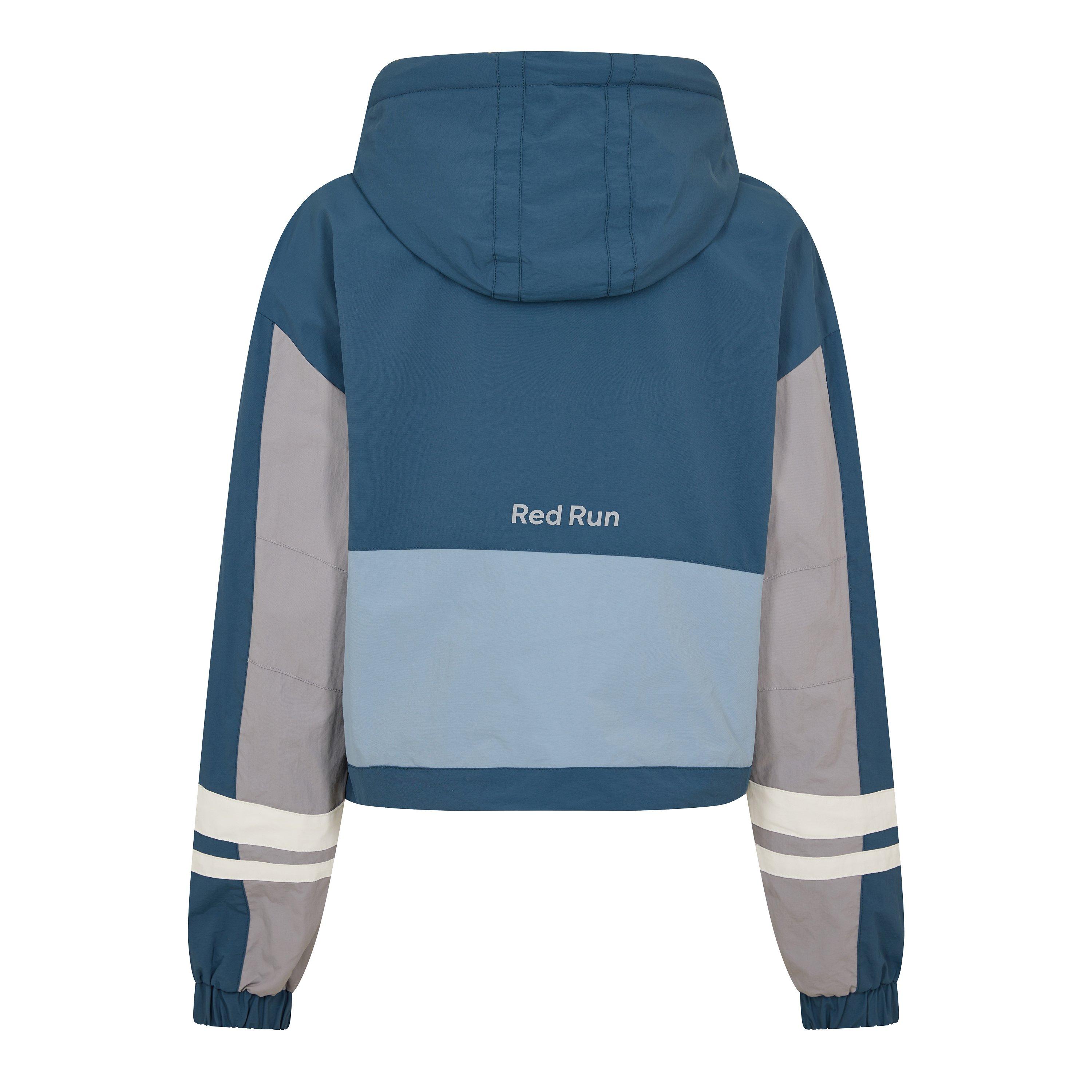 Blue - Red Run - Womens Hooded Nylon Track Jacket - 2