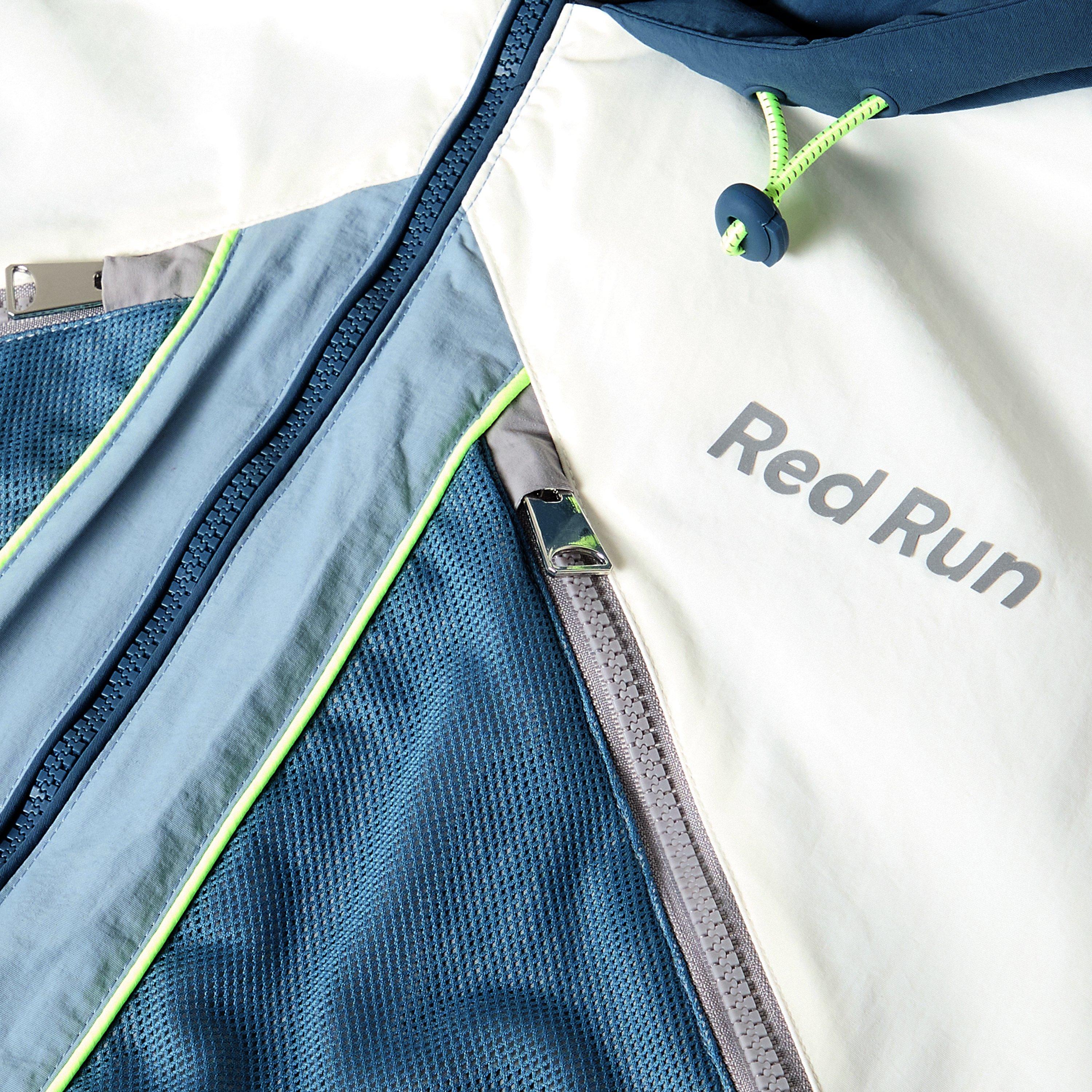 Blue - Red Run - Womens Hooded Nylon Track Jacket - 5