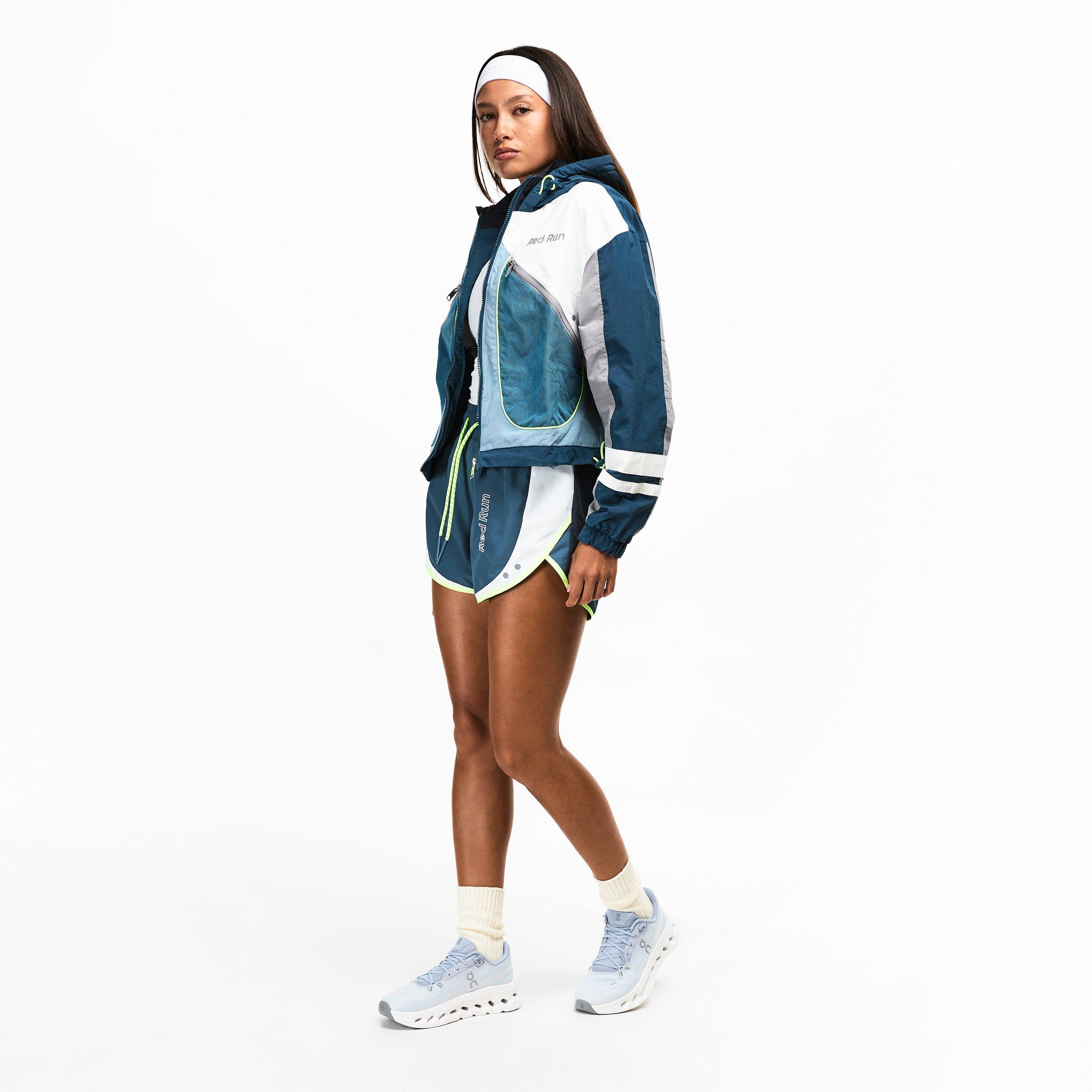 Blue - Red Run - Womens Hooded Nylon Track Jacket - 6