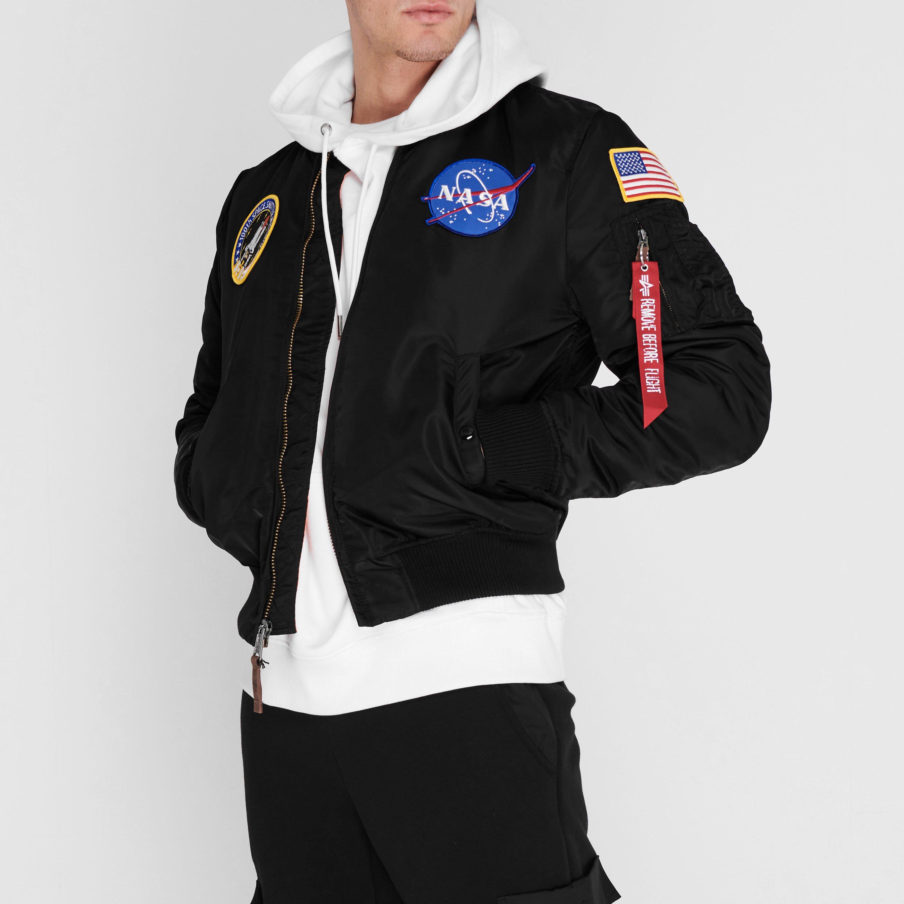 Black 03 - Alpha Industries - Men's MA VF NASA Long Sleeve Bomber Jacket - 3