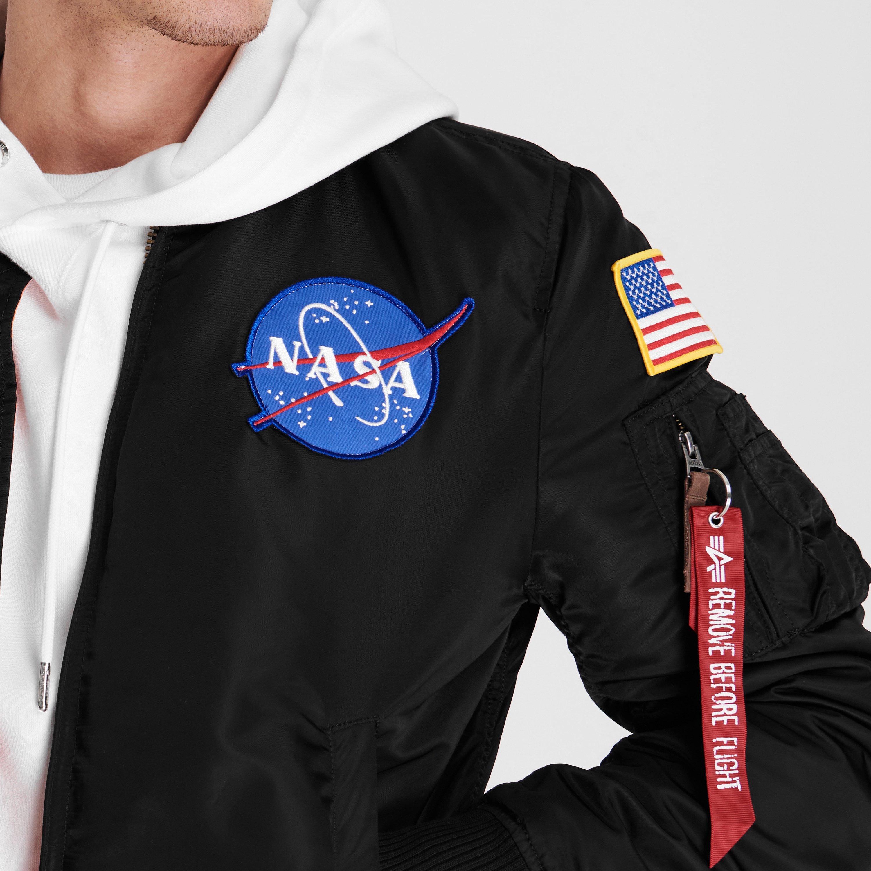 Black 03 - Alpha Industries - Men's MA VF NASA Long Sleeve Bomber Jacket - 8