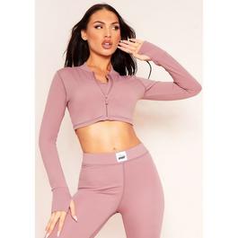 Missy Empire Sport Tab Logo Thick Gym Long Sleeve Crop Jacket