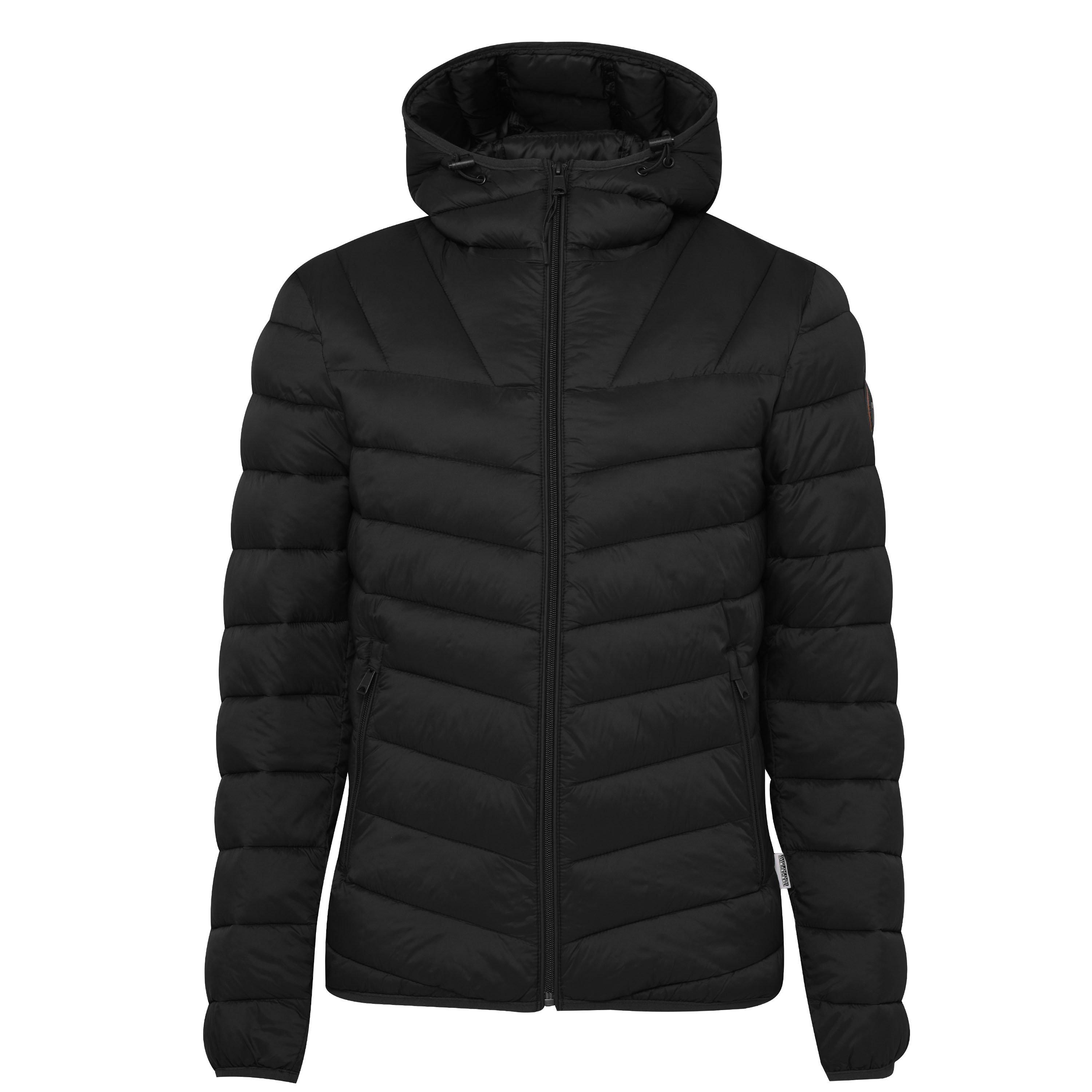 Black - Napapijri - Men's Aerons Water Resistant Hooded Short Puffer Jacket - 1