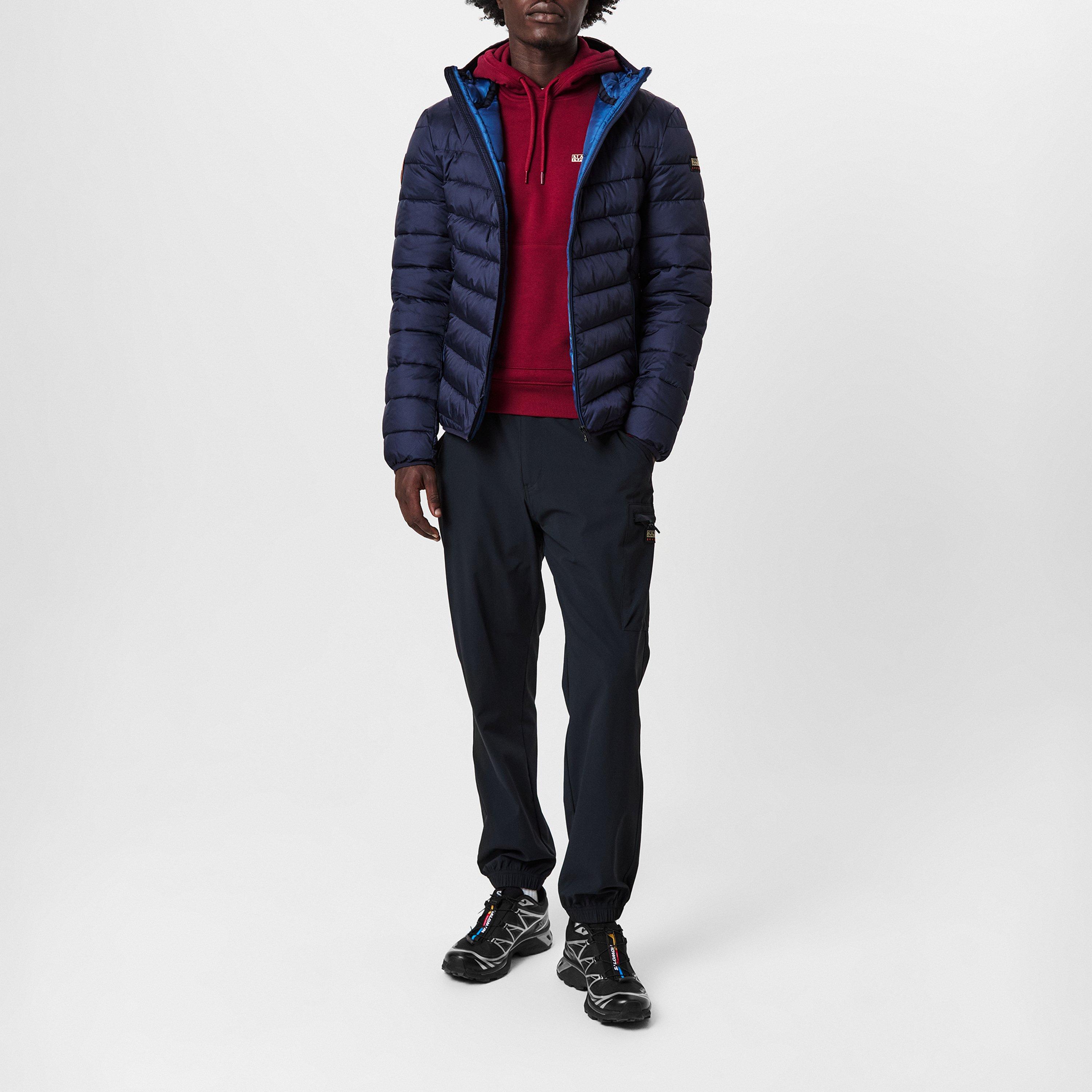Navy - Napapijri - Men's Aerons Water Resistant Hooded Short Puffer Jacket - 6