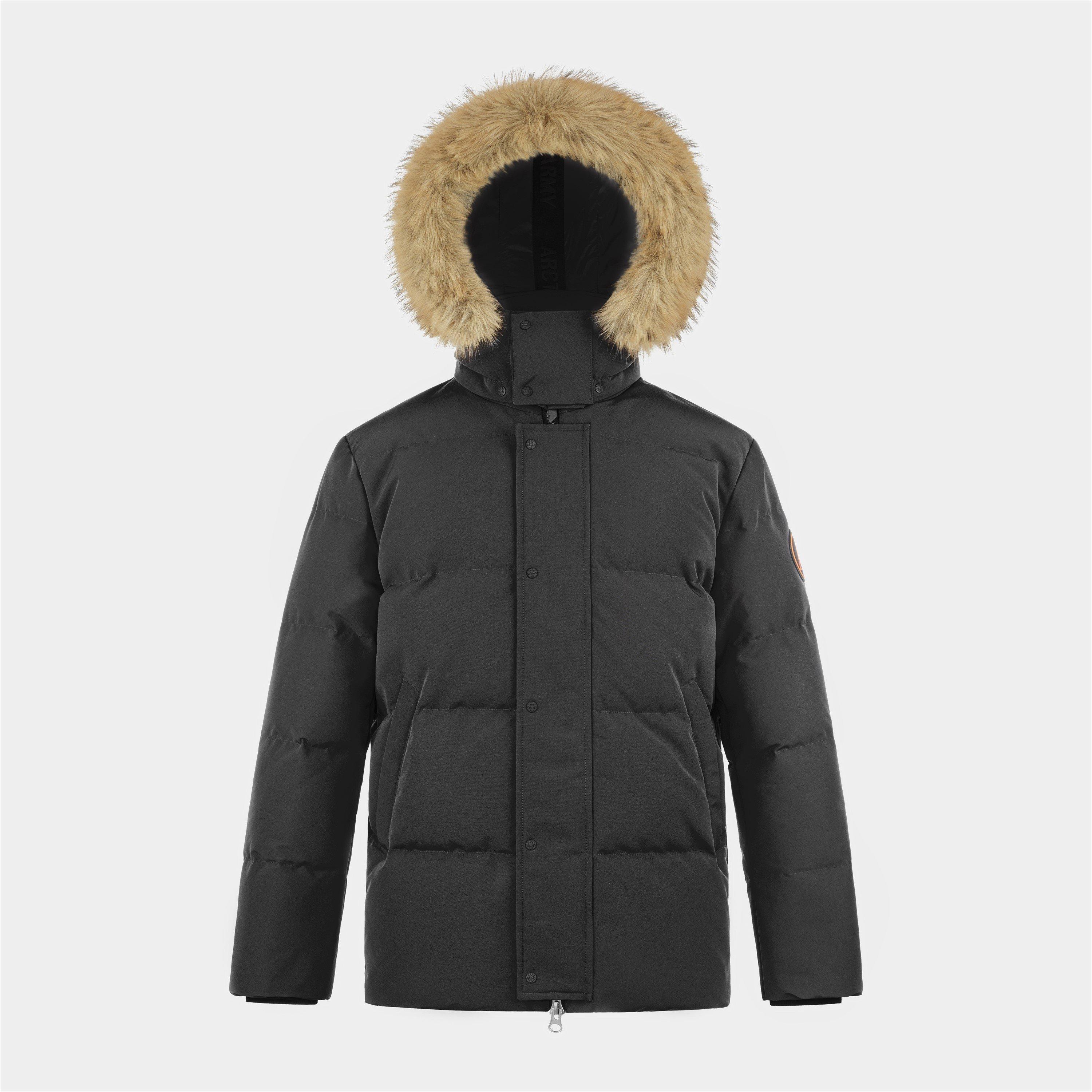 Black - Arctic Army - Men's Muskox Waterproof Baffle Stitching Detachable Hood Parka - 1
