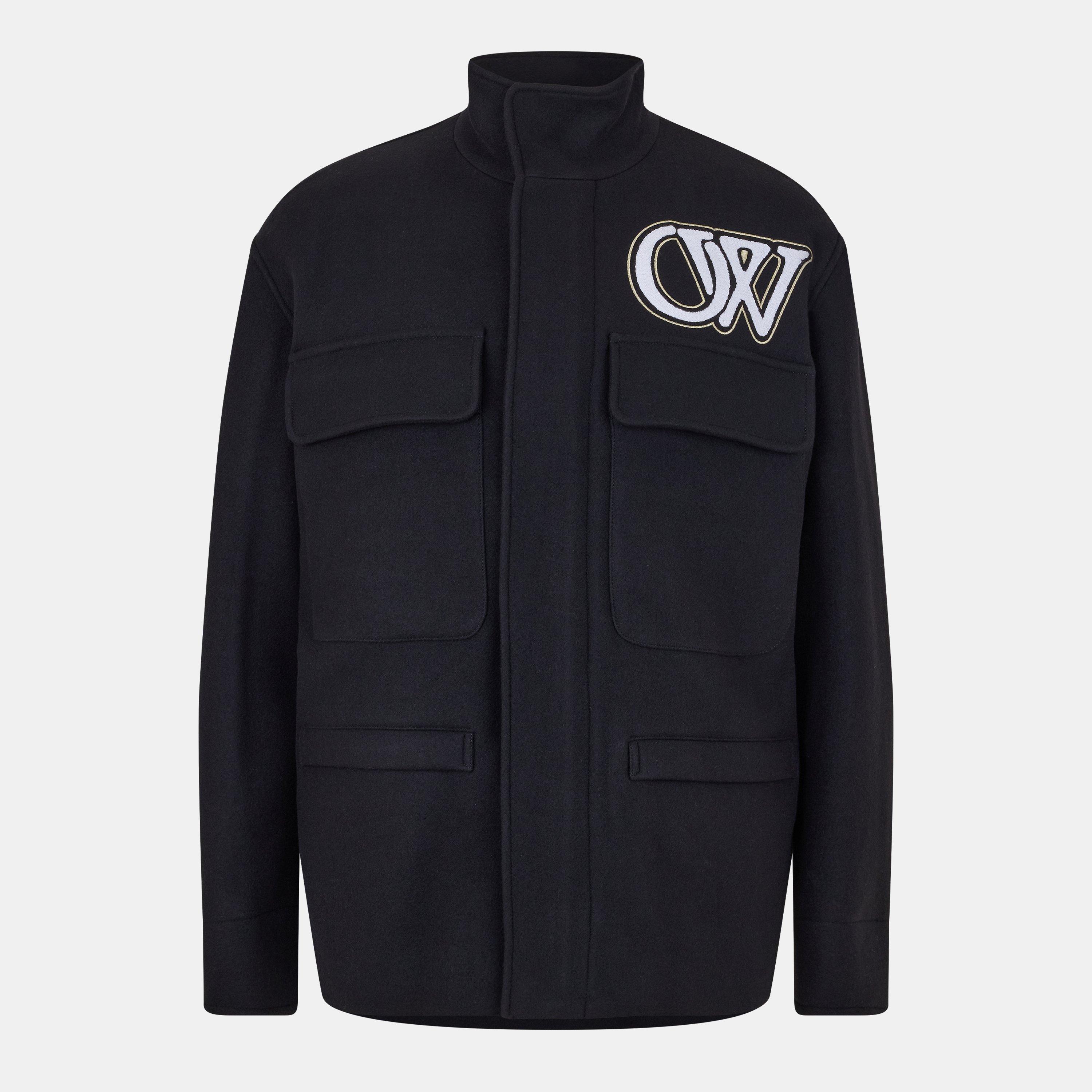 Black/White - Off White - Men's Insulated Short Puffer Jacket - 1