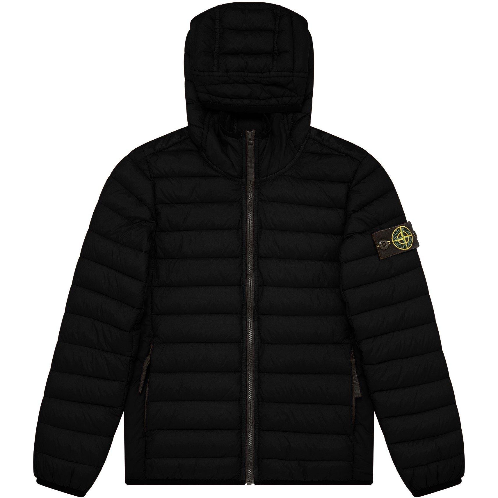 Nero V0029 - Stone Island - Kids' Hooded Recycled Nylon Down Short Puffer Jacket - 1